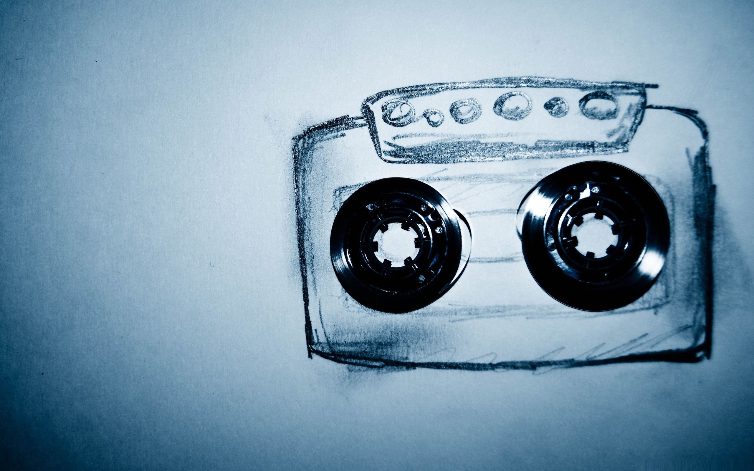 2560x1600 Cassette Tape Drawing Music Theme Desktop Wallpaper