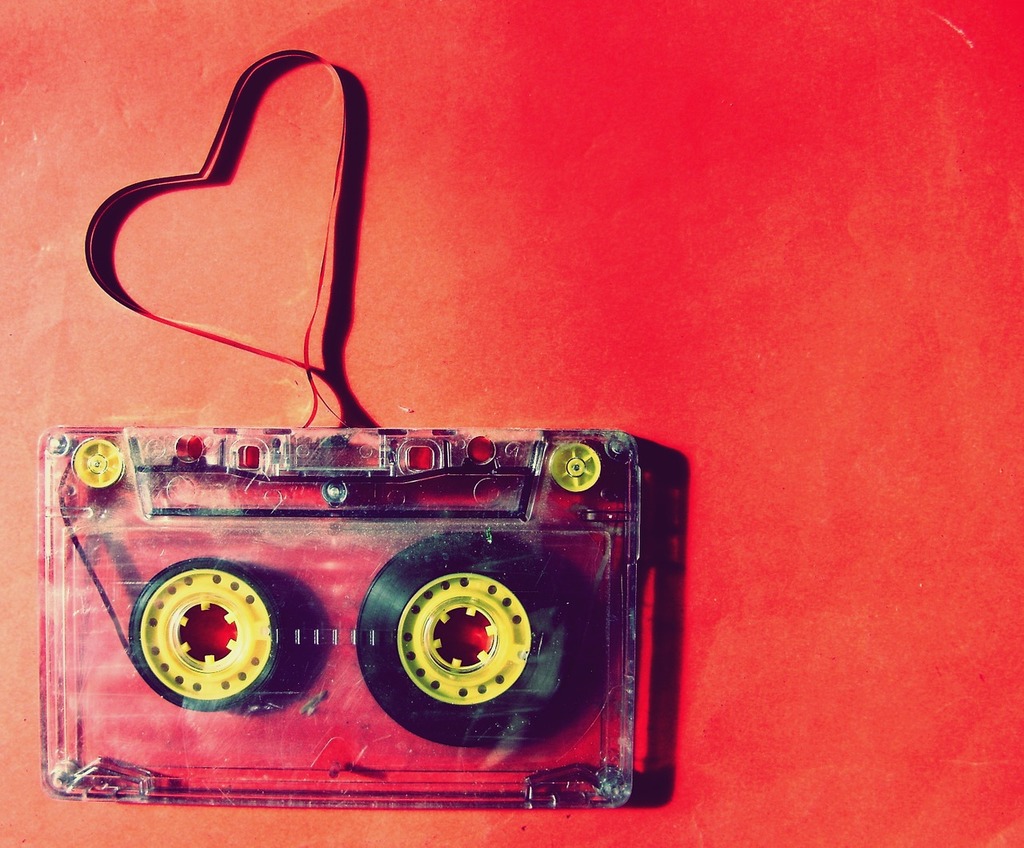 1024x848 A cassette with a heart shaped string attached to it. Music cassette disc, music. Domain Media Search Engine Public Domain Search