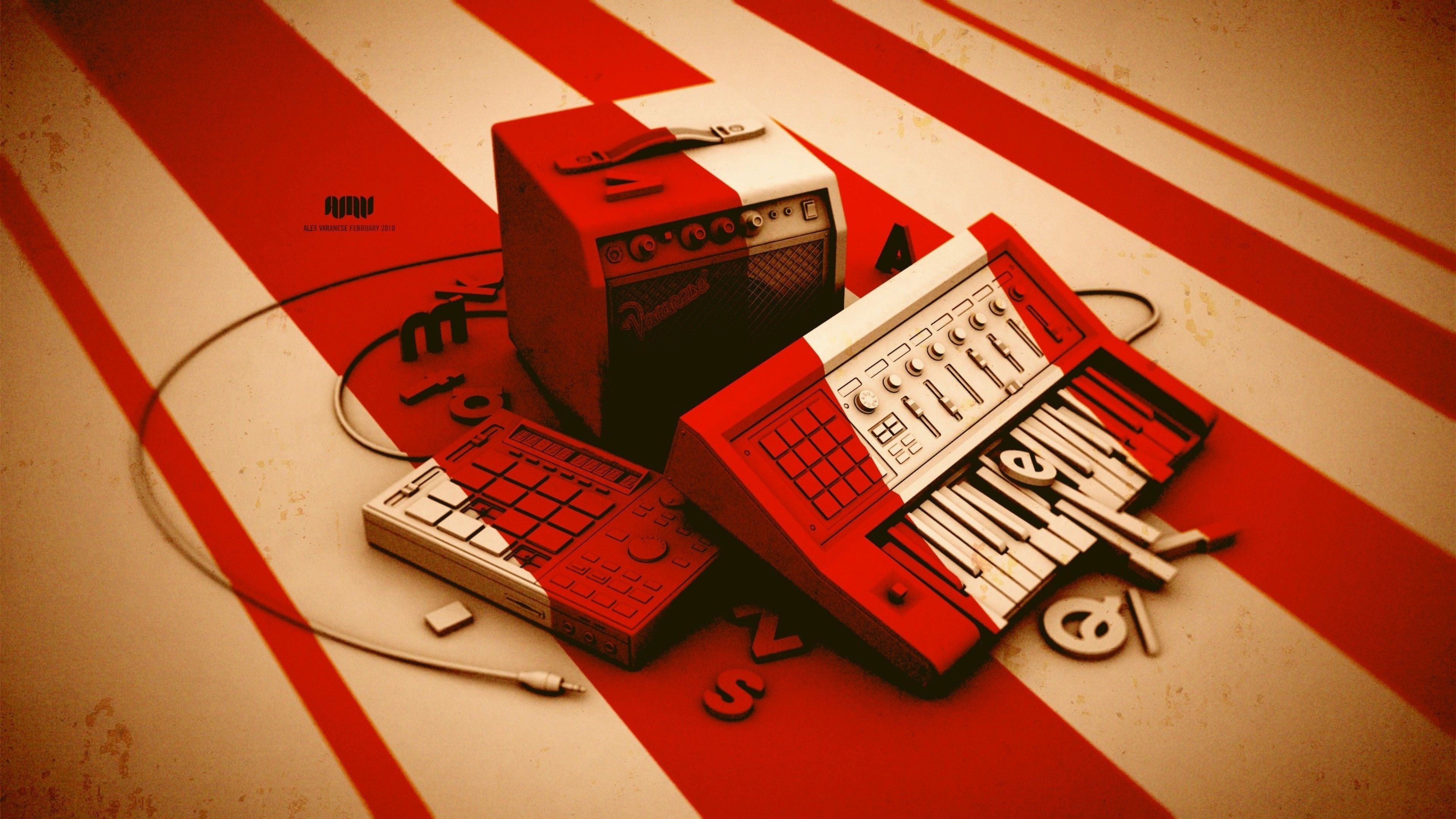 3840x2160 Wallpaper Red, Music, Television, Art, Compact Cassette, Background Free Image