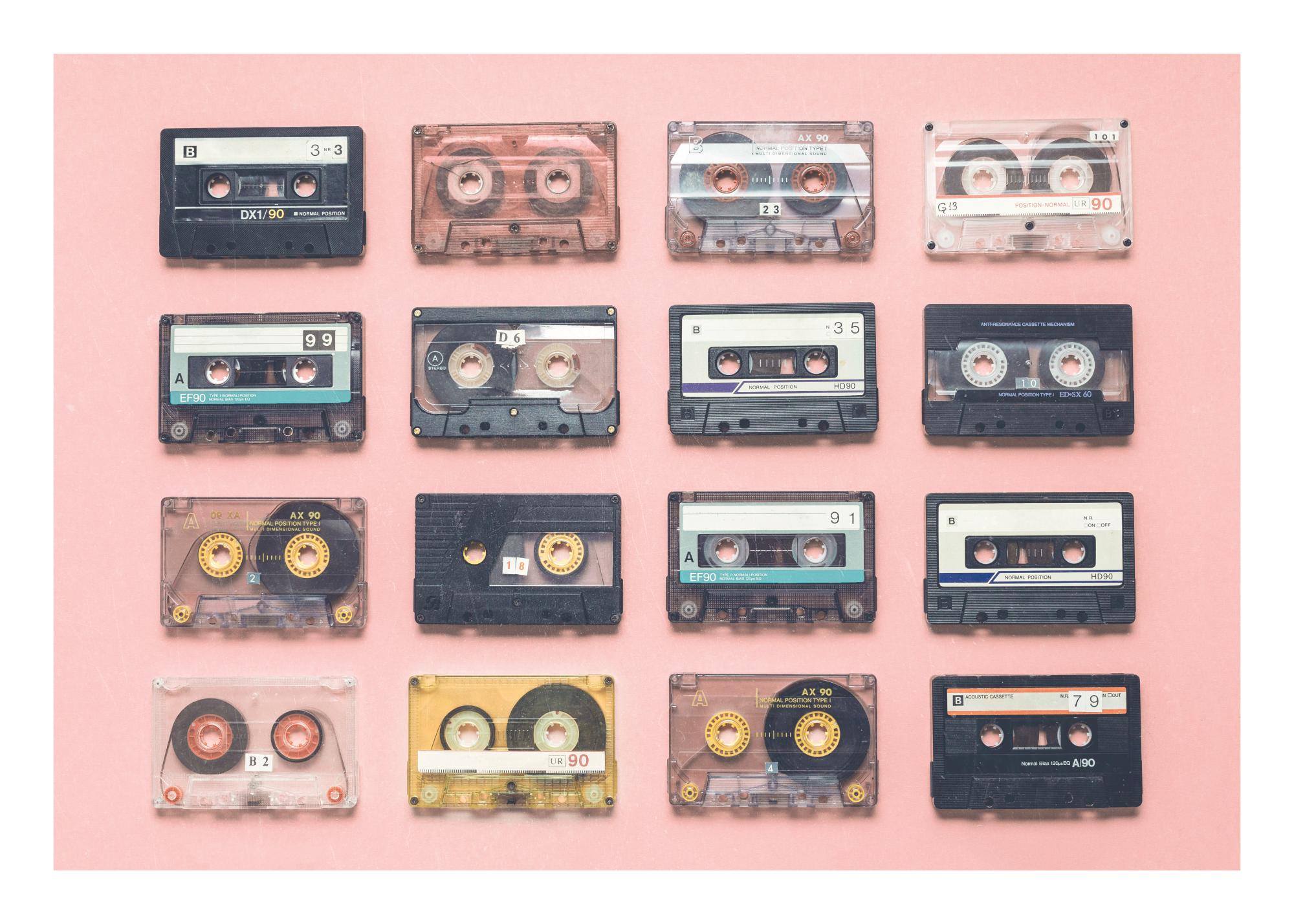 2000x1429 Retro Mix Tapes Poster with Cassette Aesthetic. Poster Store US