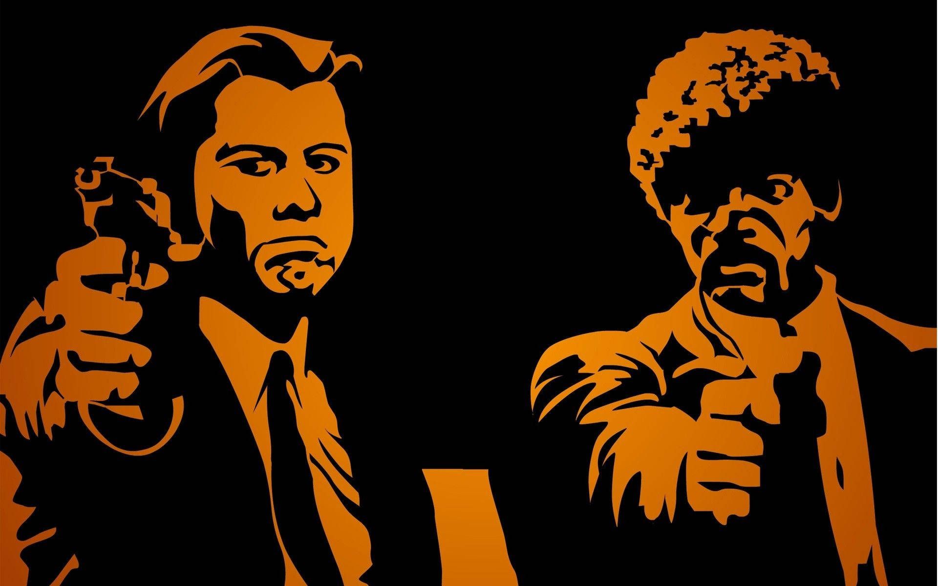 1920x1200 Download Iconic Scene from Pulp Fiction featuring Jules Winnfield and Vincent Vega Wallpaper
