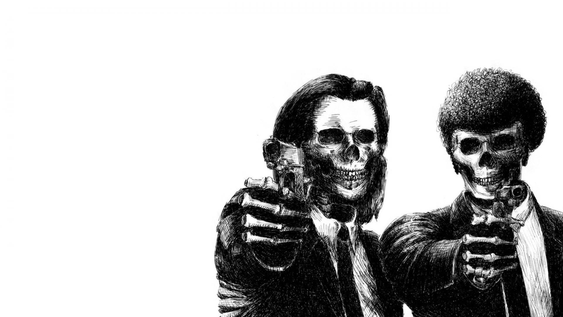 1920x1080 Download Pulp Fiction Vincent Vega Jules Winnfield Line Drawing Wallpaper