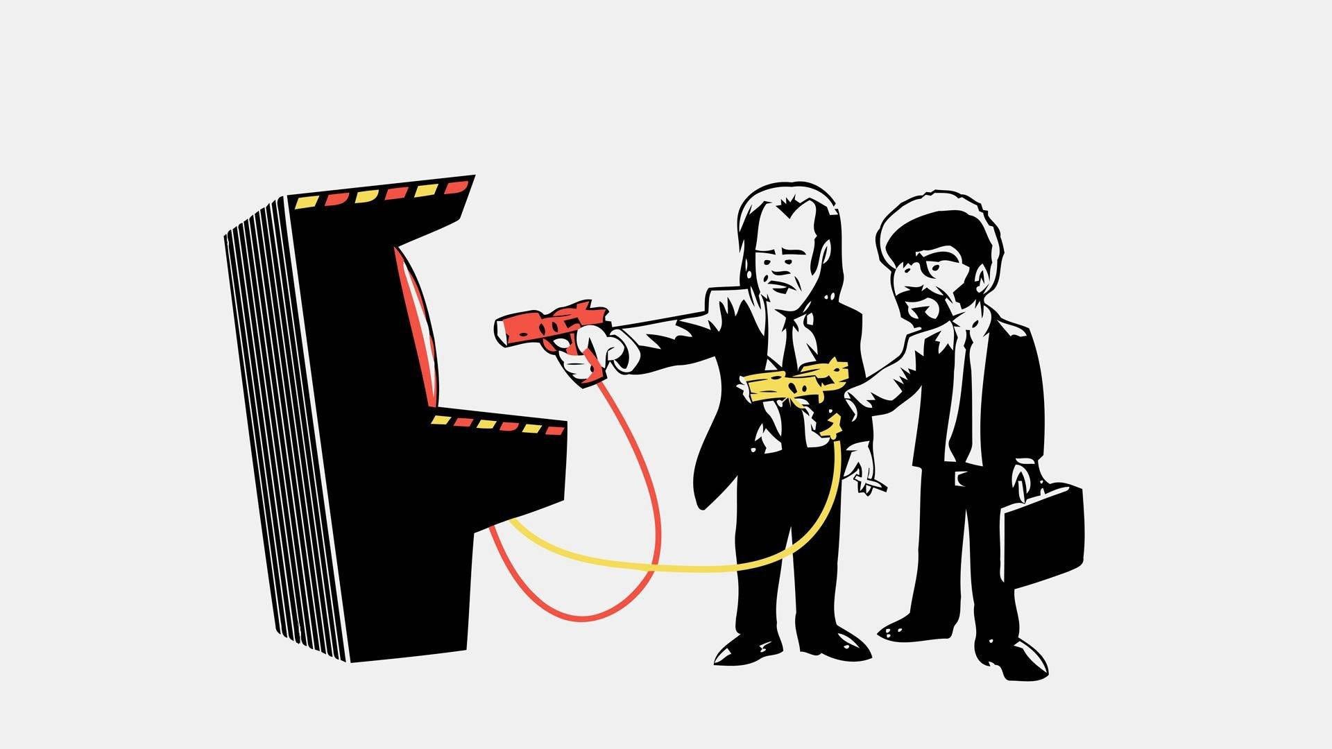 1920x1080 Download Pulp Fiction Jules Winnfield Vincent Vega Cartoon Art Wallpaper