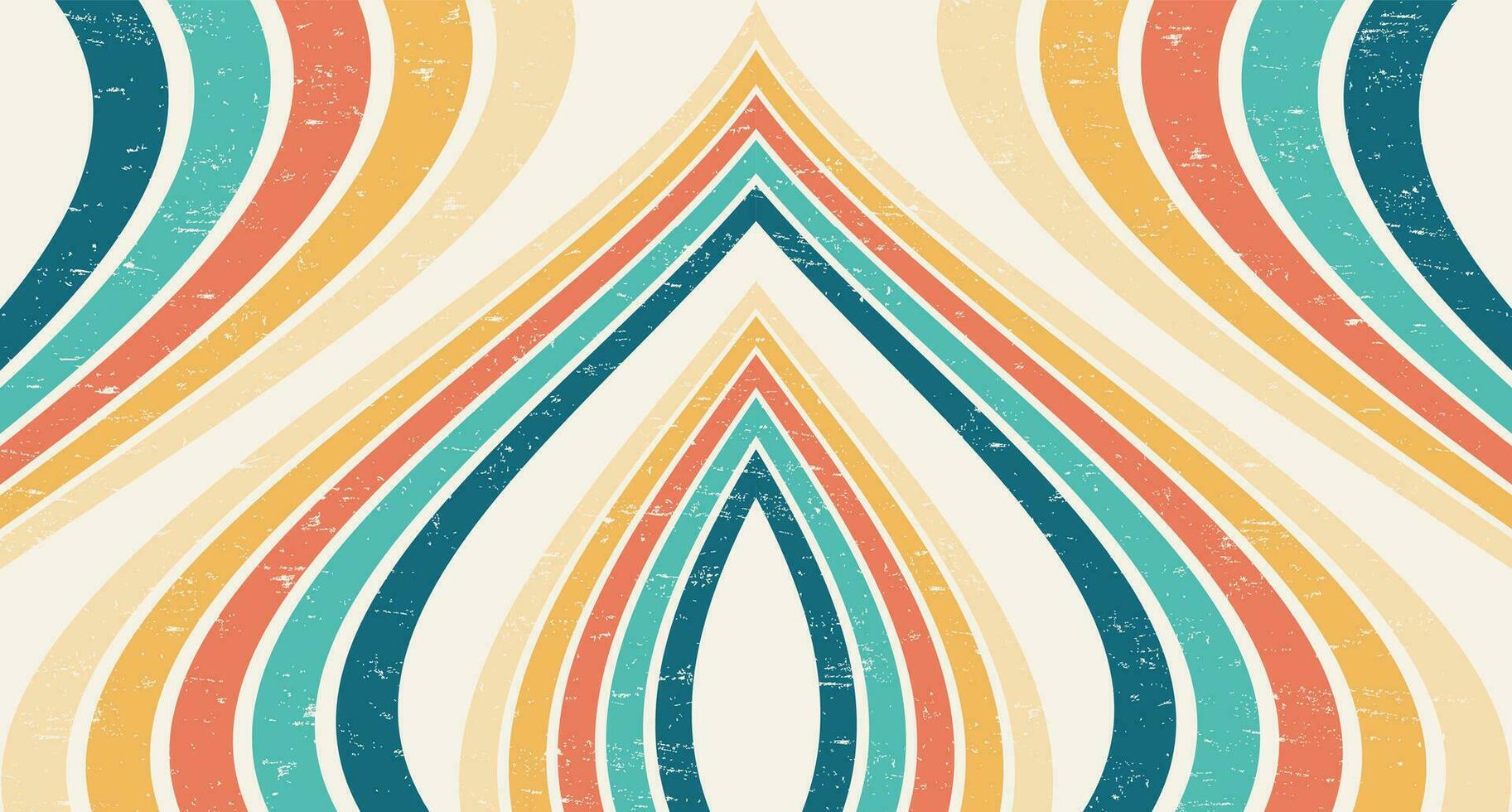 1825x980 Abstract Colorful vintage 1970 Hippie Retro Minimal stylish wallpaper background of rainbow groovy Wavy Line design with dirty texture. use to cloth, textile, poster, banner, decorative, wall art