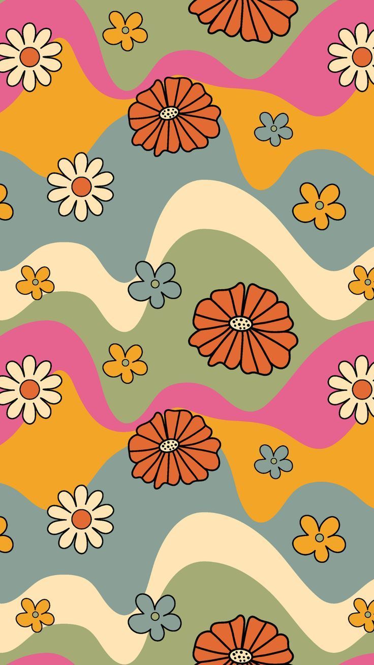 736x1308 70s Retro Floral Wallpaper HD Phone Wallpaper iPhone Android