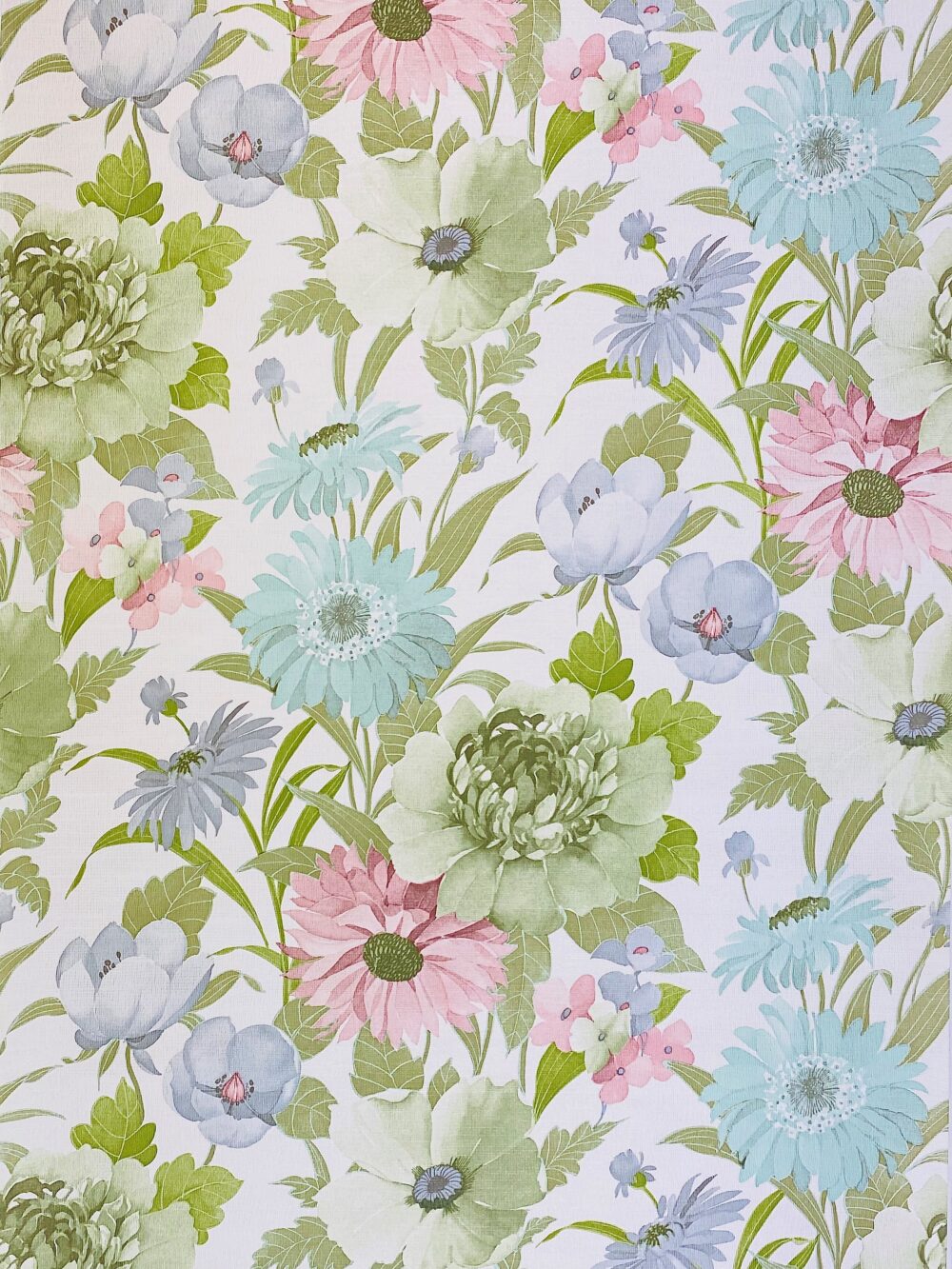 1000x1333 Colorful Retro Floral Wallpaper Blue Green Pink