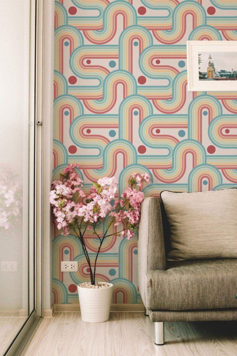 800x1200 Retro rainbow Peel and Stick Wallpaper