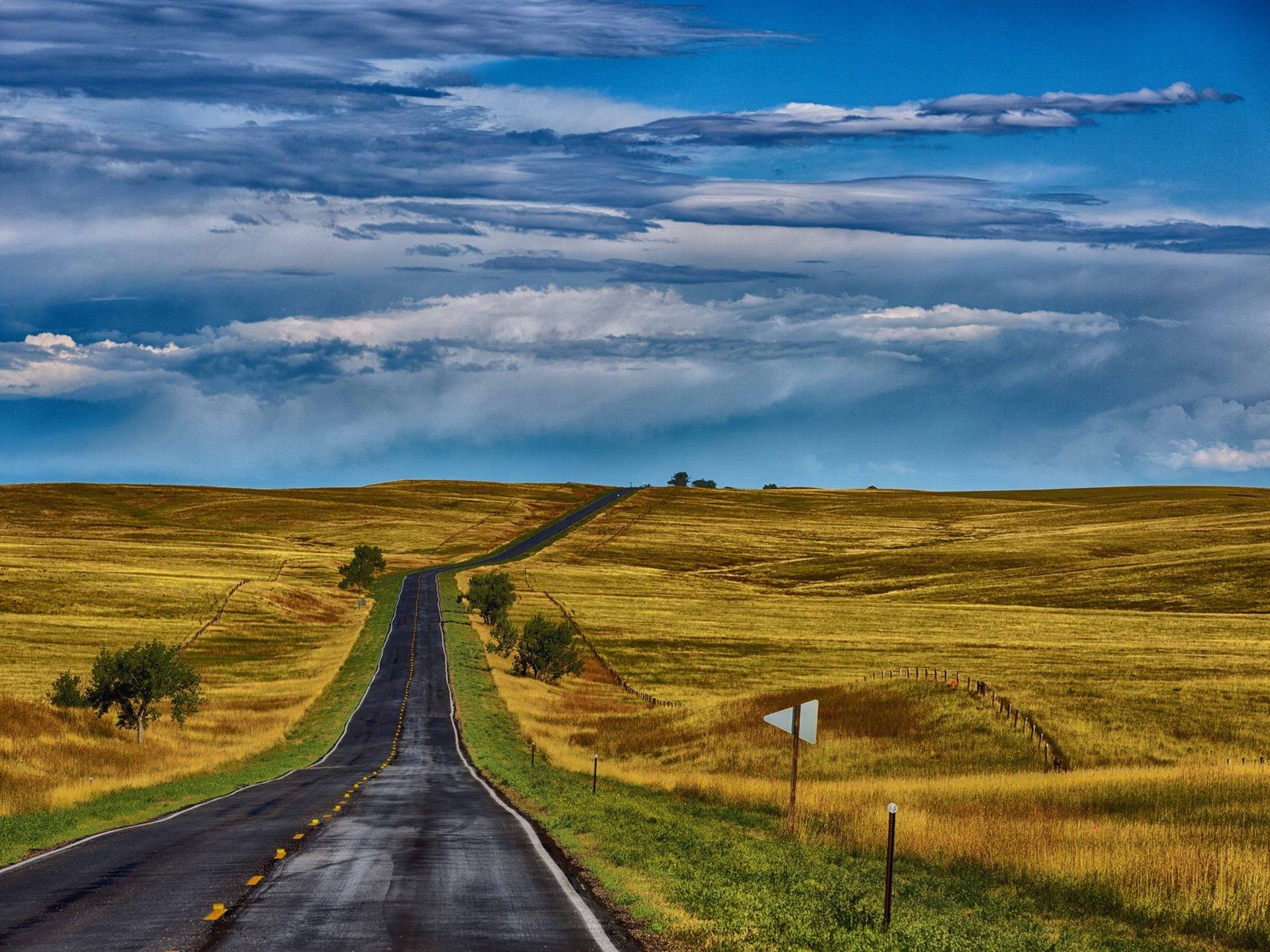 1600x1200 Wallpaper USA, nature, road, fields, grass, hills 1920x1200 Picture, Image