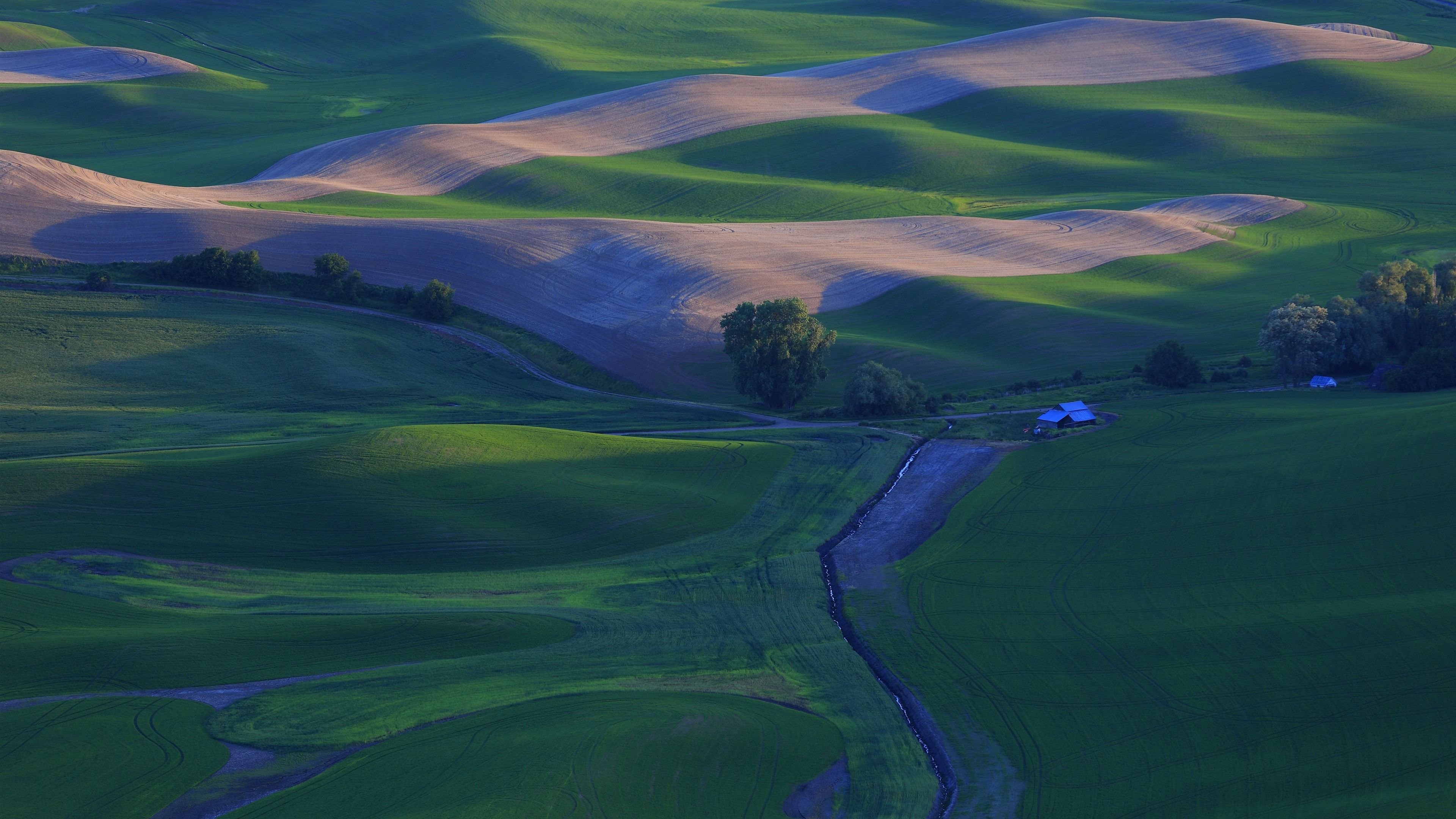 3840x2160 Wallpaper Beautiful countryside, green wheat fields, Palouse, USA 5120x2880 UHD 5K Picture, Image