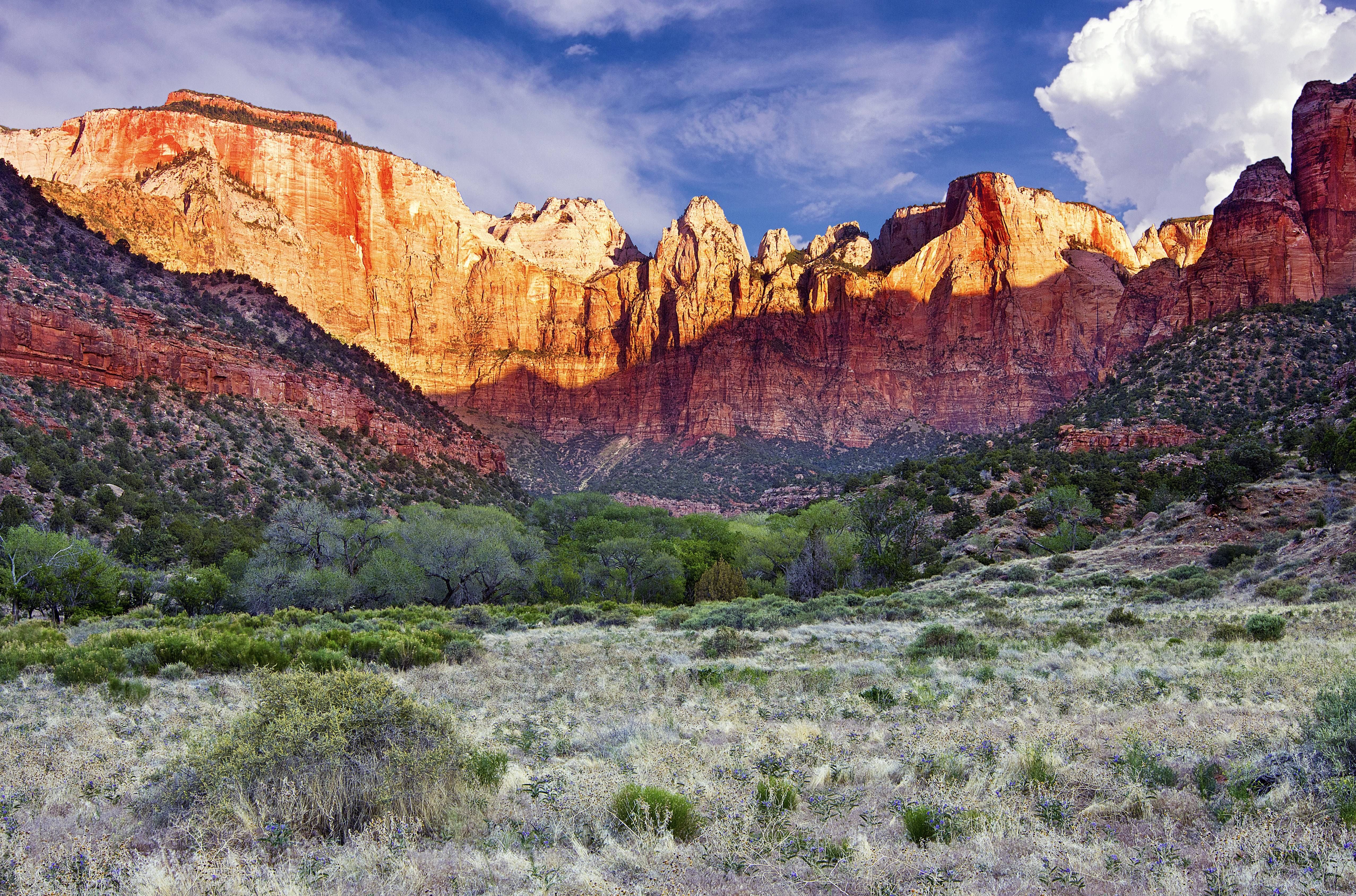 5110x3378 Wallpaper Brown Rocky Mountain Under Cloudy Sky During Daytime, Background Free Image