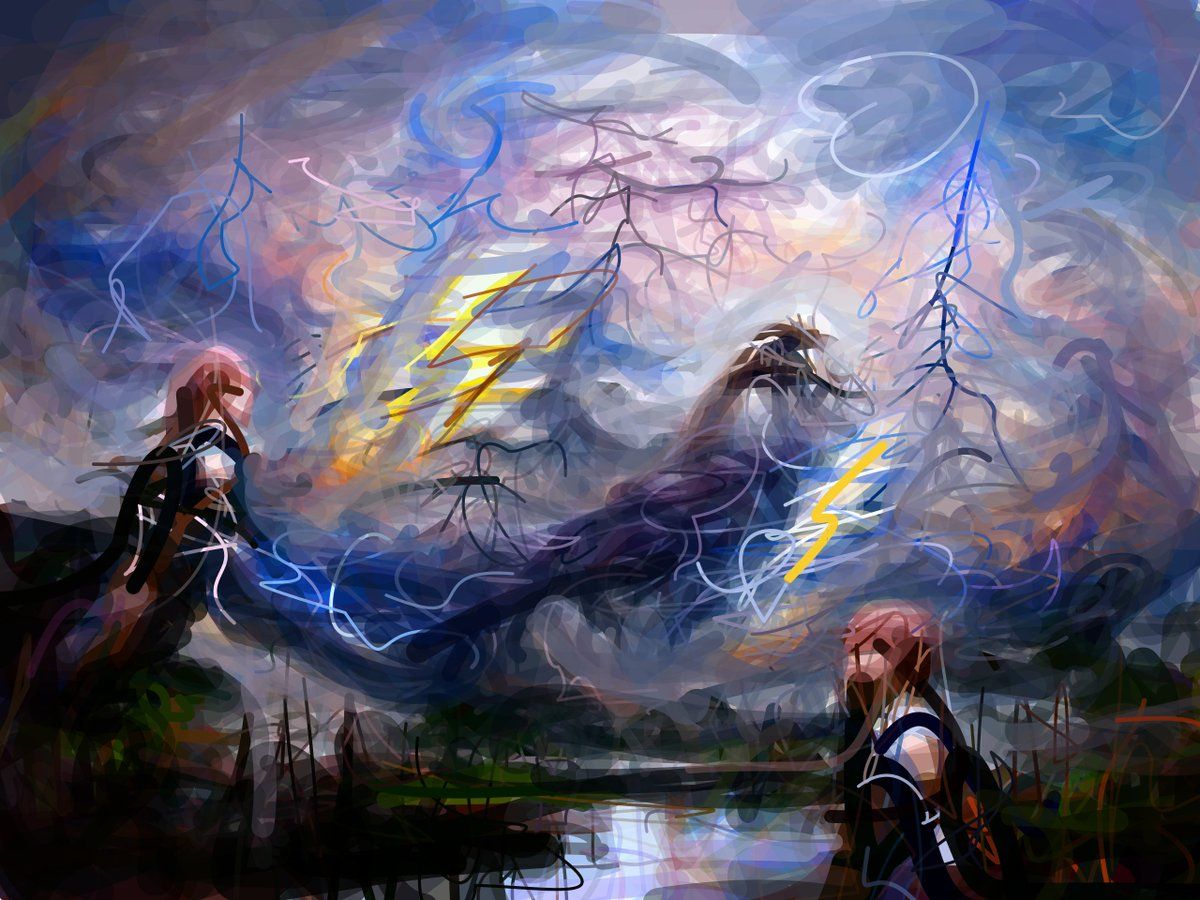 1200x900 I scaled up CLIPDraw a bit. a beautiful epic wondrous fantasy painting of [the ocean / lightning / wind / a deep valley]