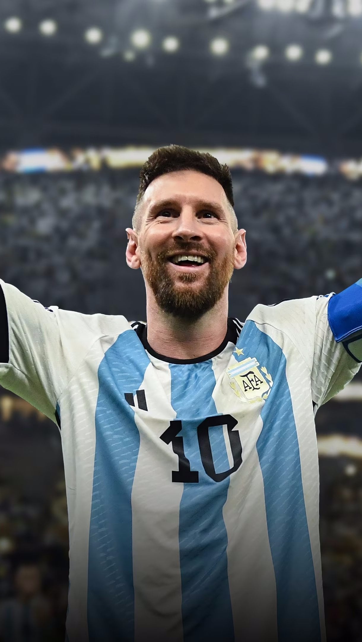 1220x2160 Messi celebrating Argentina National Team Wallpaper 4K for iPhone and Mobile Phone