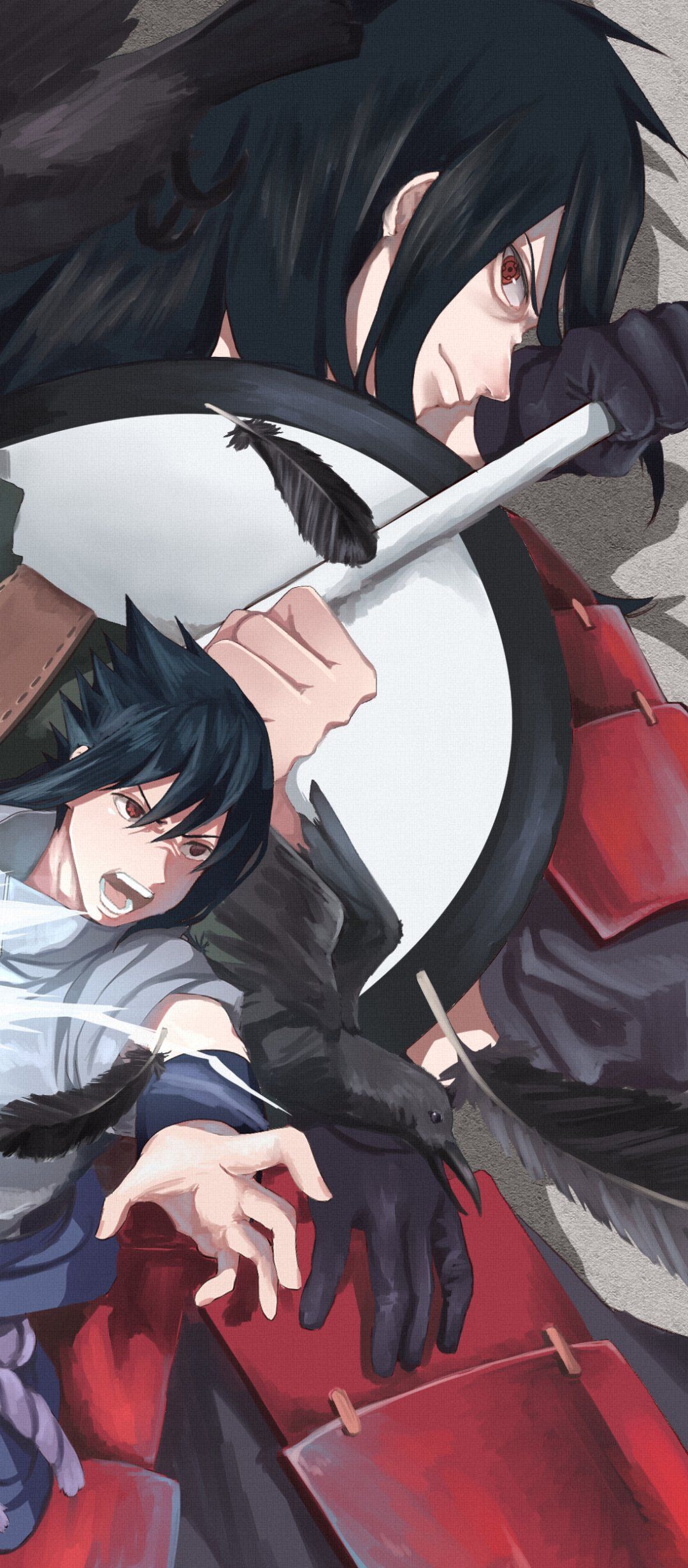 1080x2460 Sasuke & Madara Uchiha: Clash of Shadows Anime Wallpaper