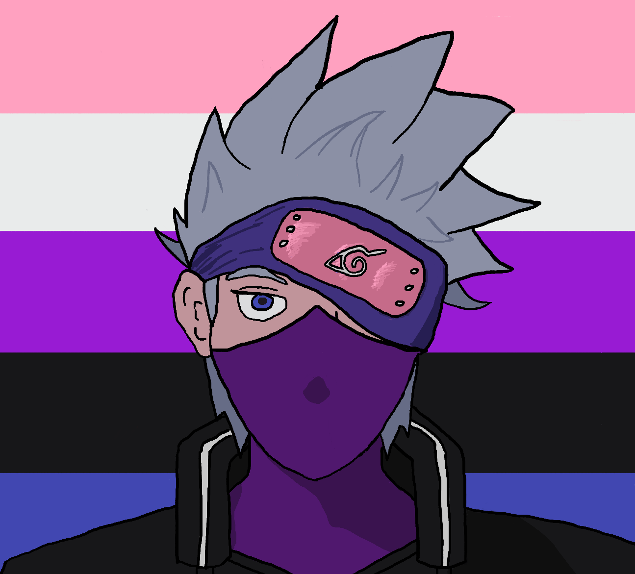 1295x1171 Fanart: Kakashi & Iruka Pride Flags!