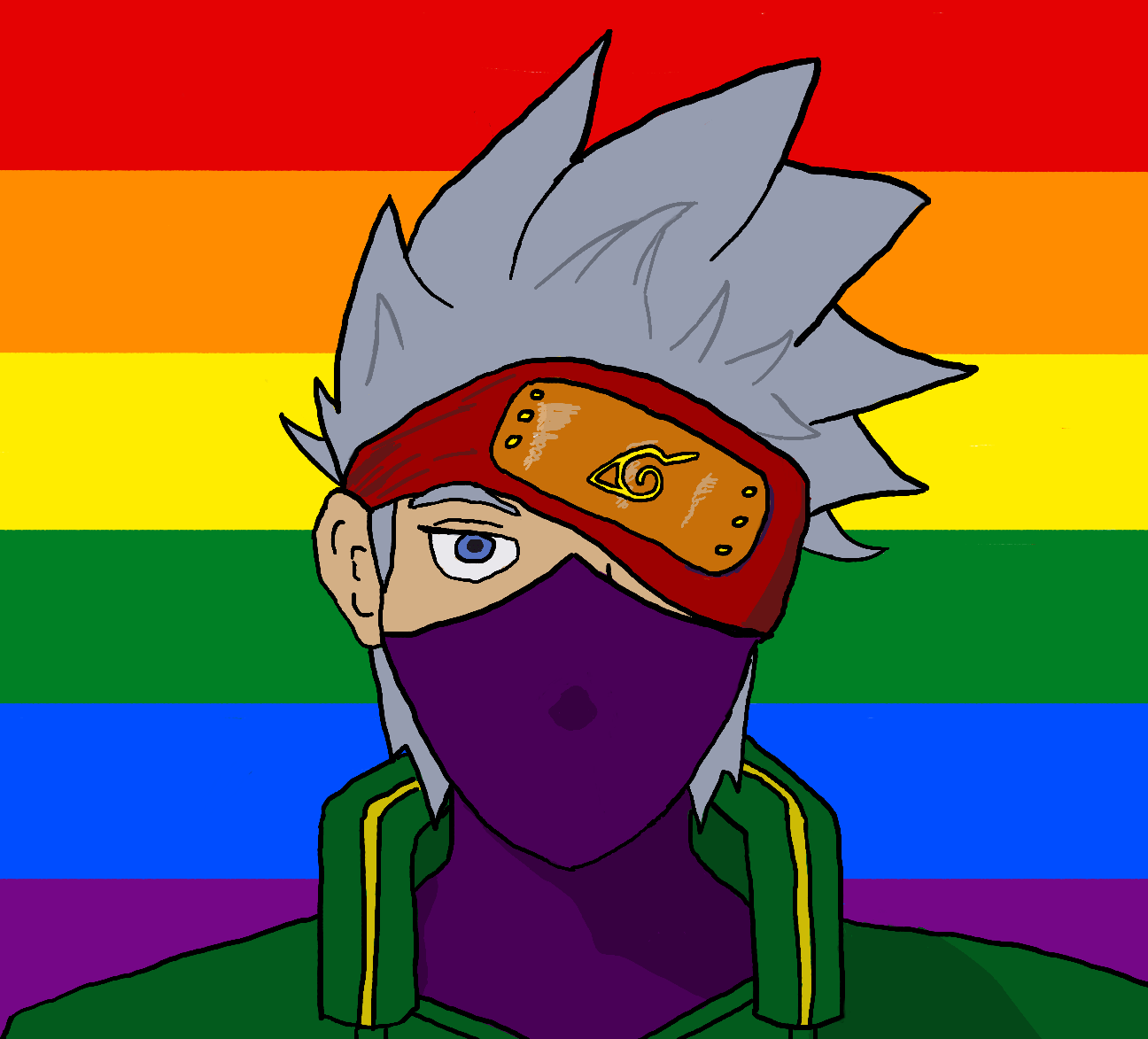 1296x1173 Fanart: Kakashi & Iruka Pride Flags!