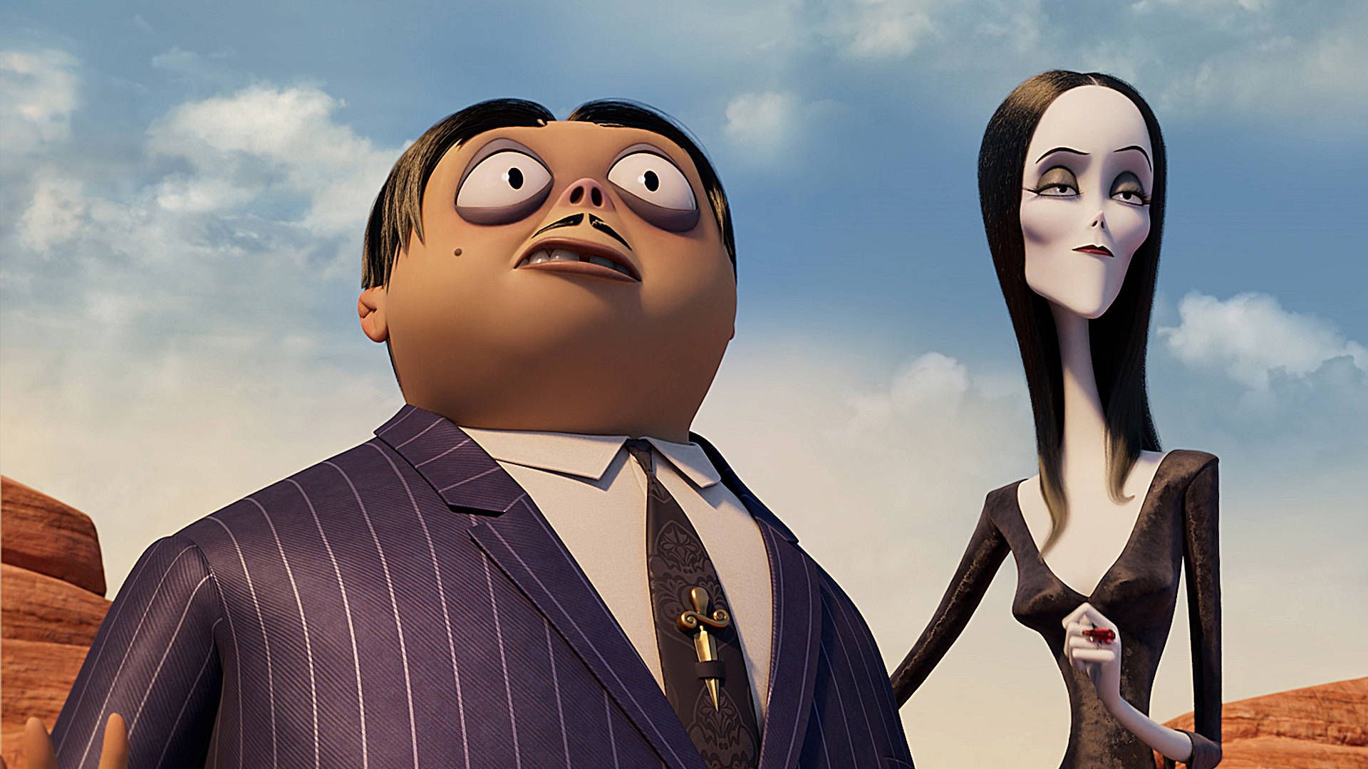 1920x1080 Download The Addams Family 2 Morticia Behind Gomez Wallpaper