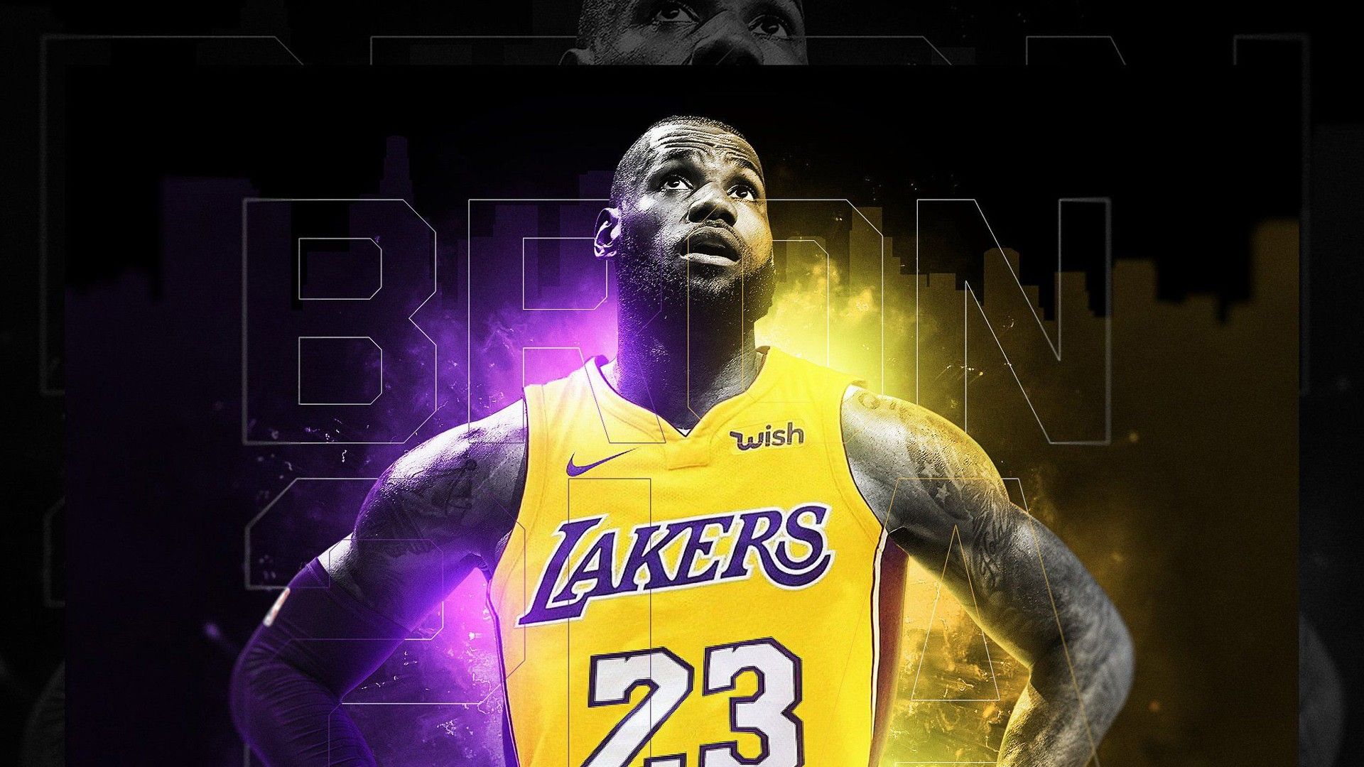 1920x1080 Lakers Lebron James Is Wearing Yellow Sports Dress Looking Up Basketball HD Sports Wallpaper