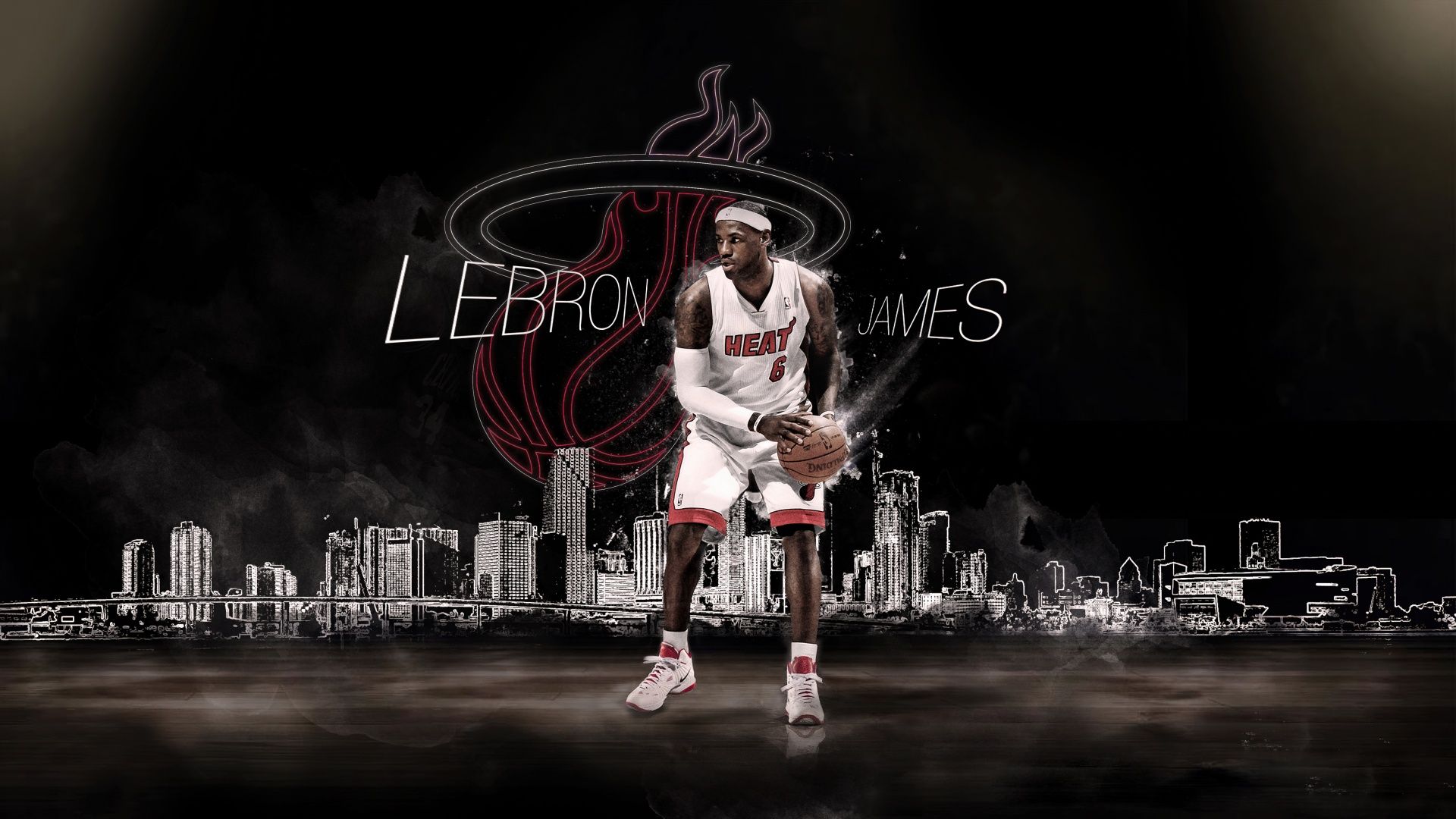 1920x1080 LeBron James Wallpaper 4K, Miami Heat, Dark background