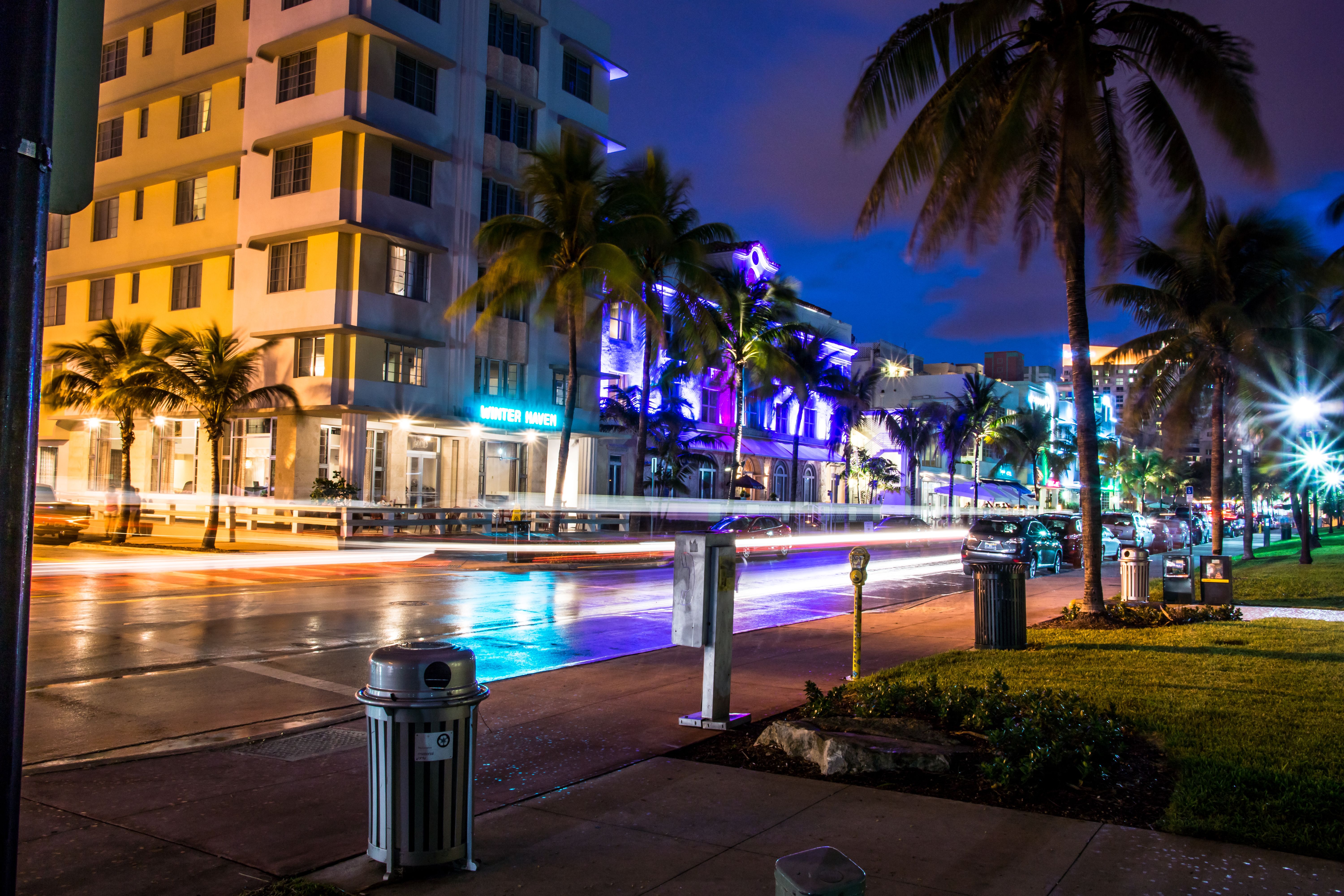 6000x4000 Wallpaper lights, street, Miami, the evening, FL, Miami, Florida, vice city for mobile and desktop, section город, resolution 6000x4000