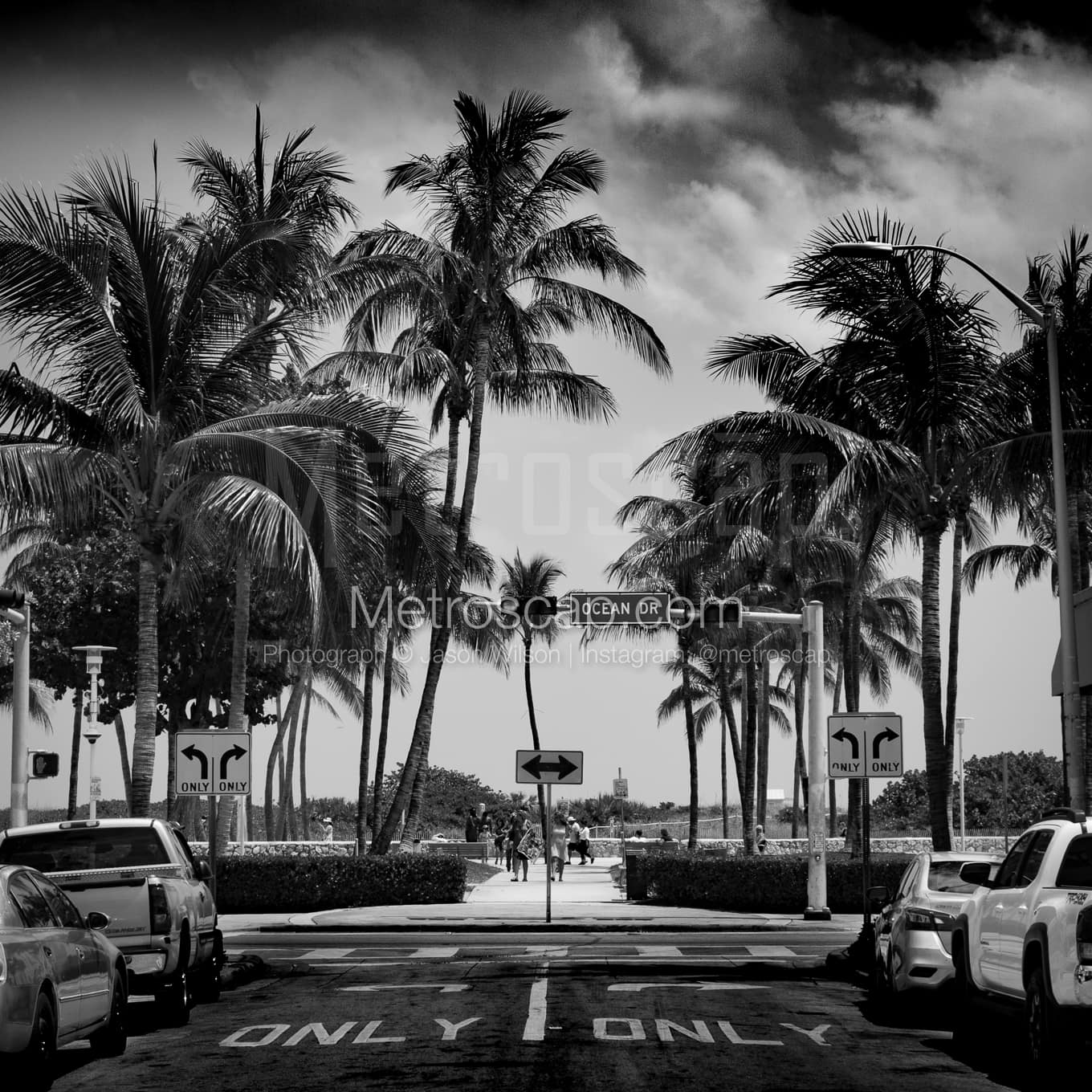 1360x1360 Ocean Drive Miami Beach Black and White