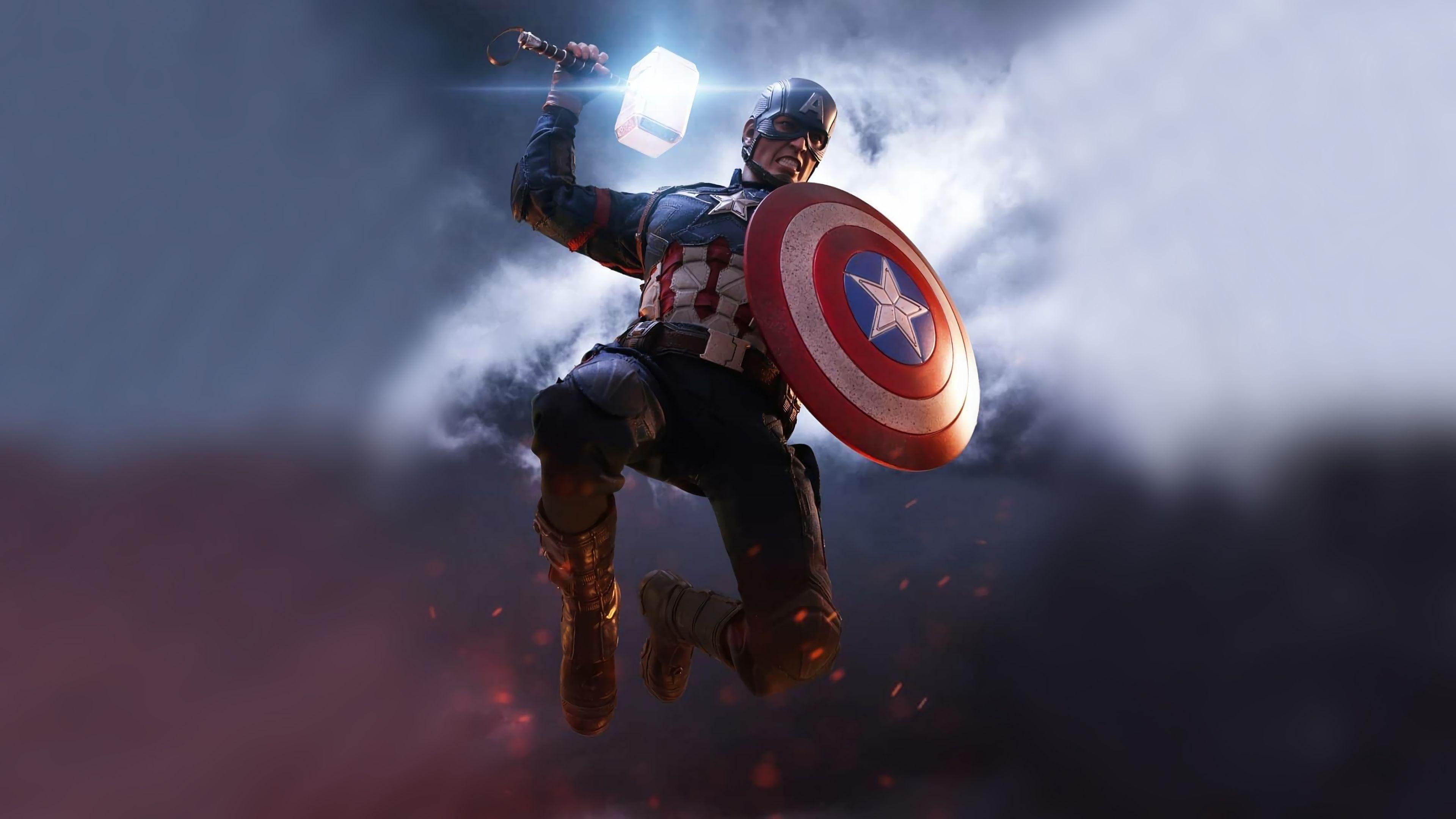 3840x2160 Captain America Mjolnir Artwork 4k 1680x1050 Resolution
