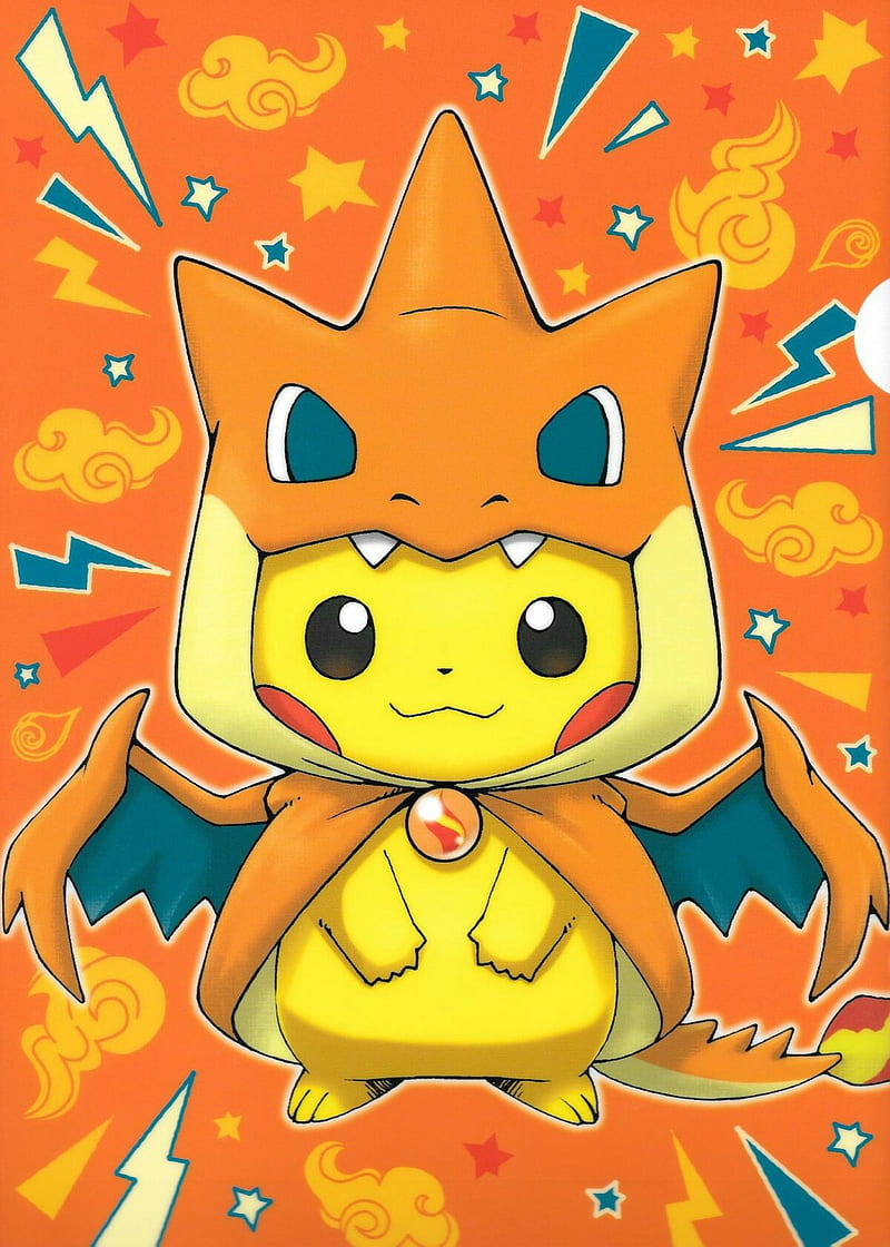 800x1120 Pikachu Charizard, cartoon, costume, cute, games, pokemon, HD phone wallpaper