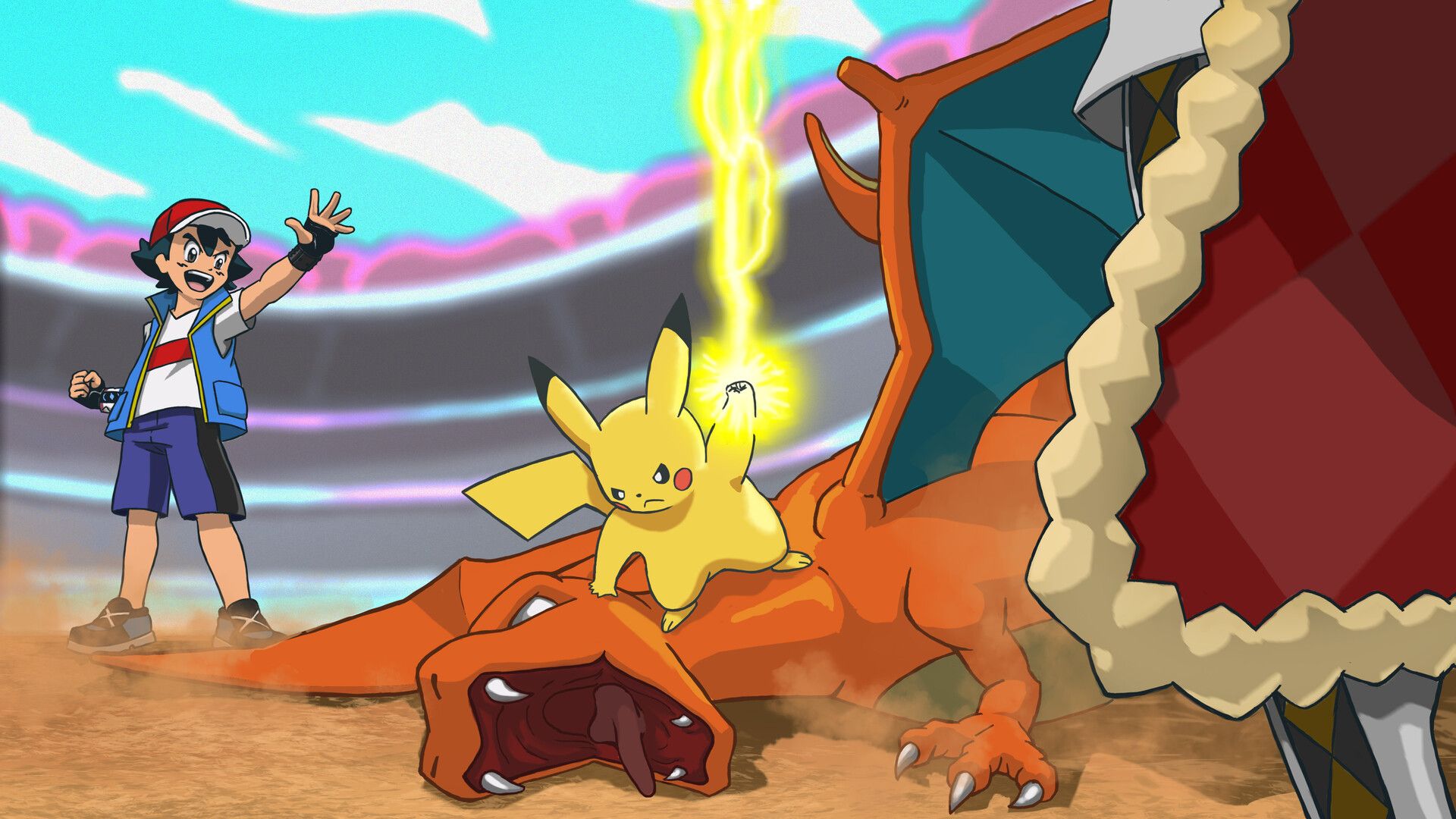 1920x1080 Fanart Pokemon pikachu vs charizard