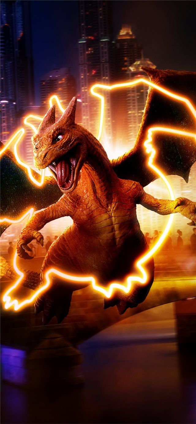 640x1385 detective pikachu char charizard 5k iPhone X Wallpaper Free Download