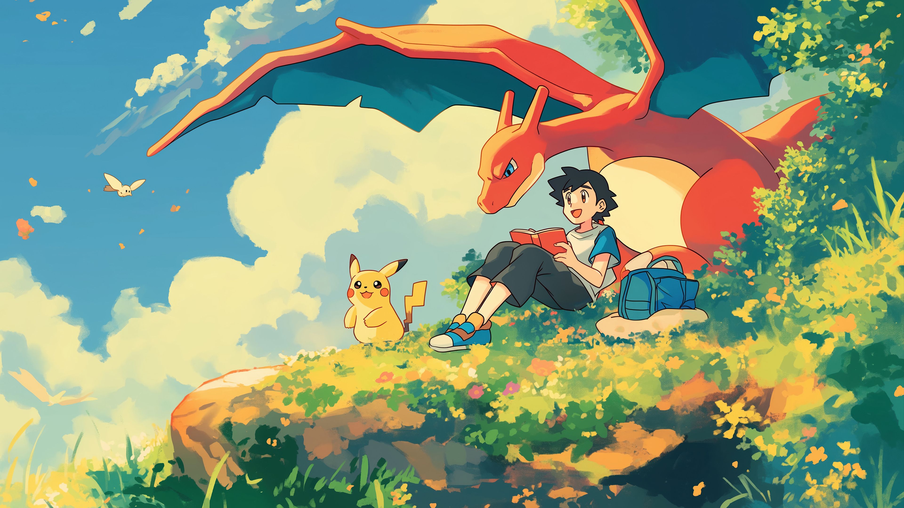 3840x2160 Ash, Pikachu & Charizard: 4K Ultra HD Pokémon Adventure Wallpaperx2160