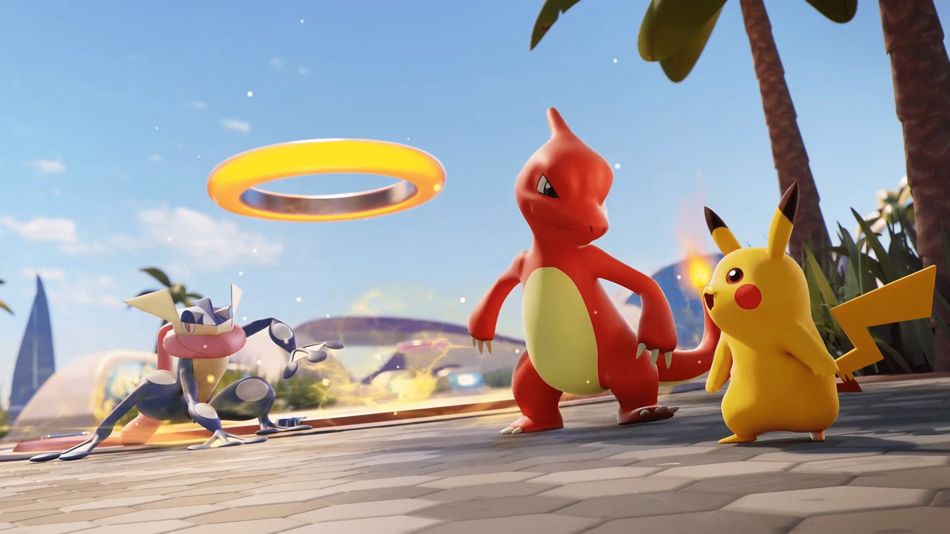 1920x1080 Lucario Pikachu Charizard Snorlax Crustle Greninja Eldegoss Talonflame HD Pokemon Unite Wallpaper