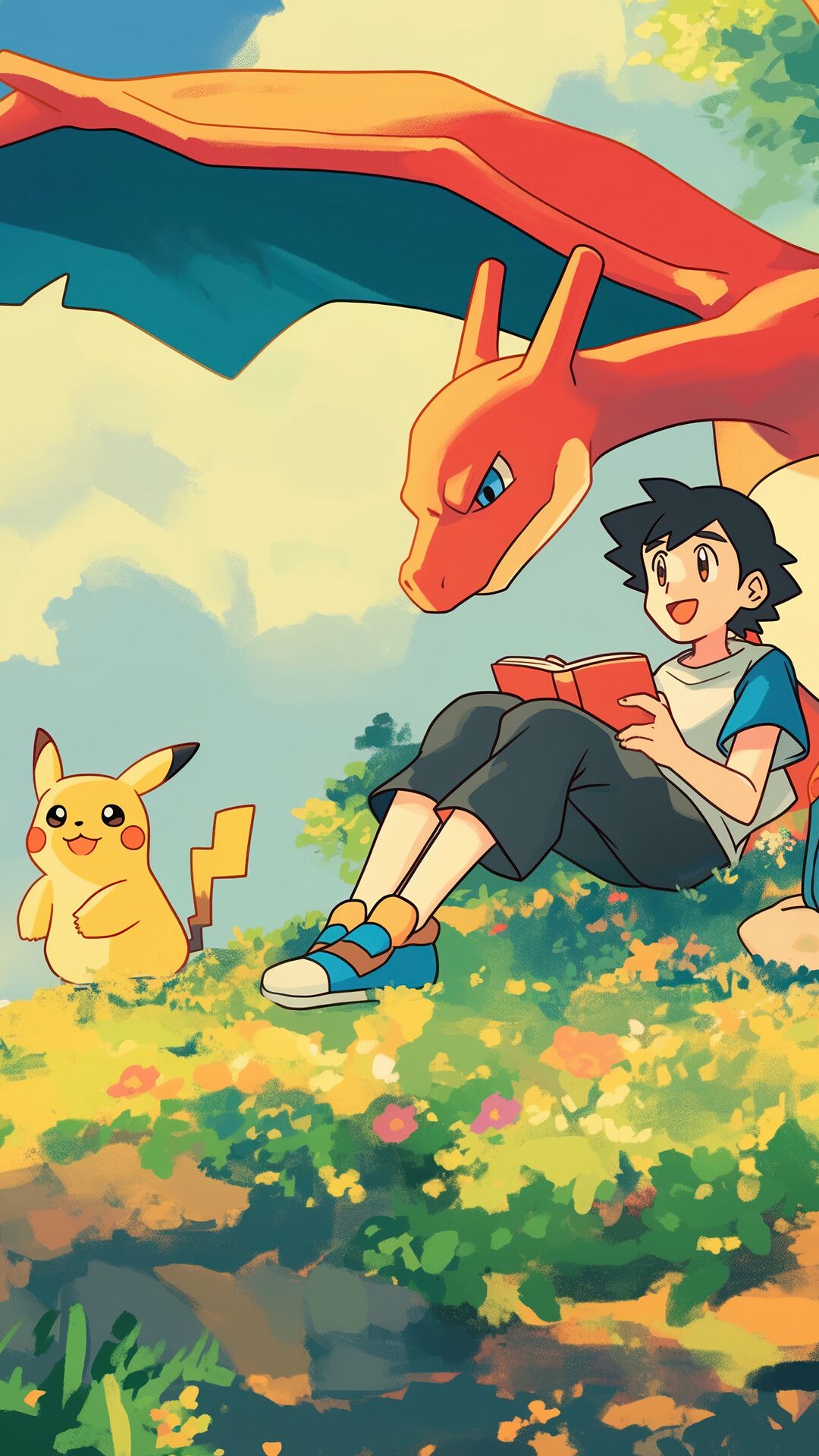1080x1920 Ash Pikachu Charizard Pokemon 4K Wallpaper iPhone HD Phone