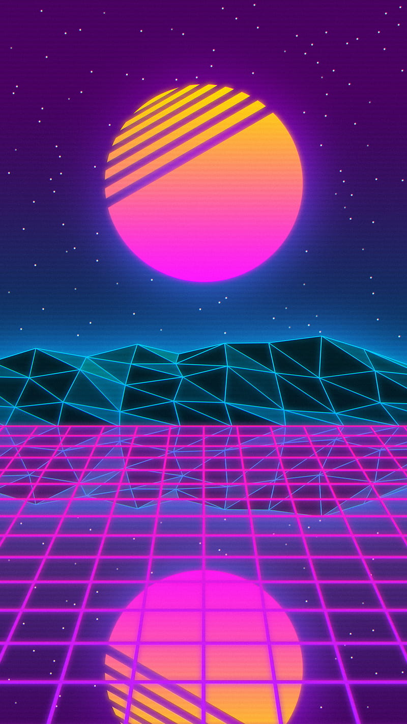 800x1422 Vaporwave, 70s, abstract, colorful, higgsas, minimalist, mountain, old school, HD phone wallpaper