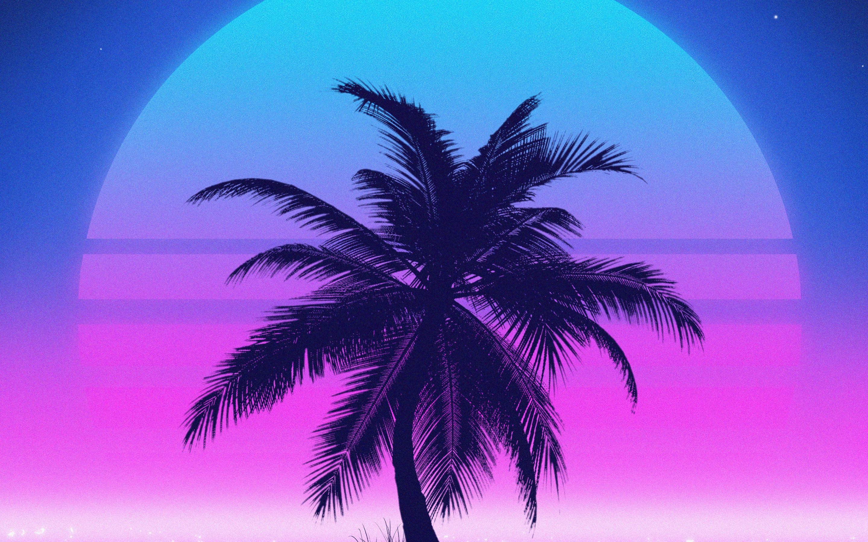 2880x1800 Vaporwave Wallpaper 4K, Palm tree, Sunset, Tropical, 5K