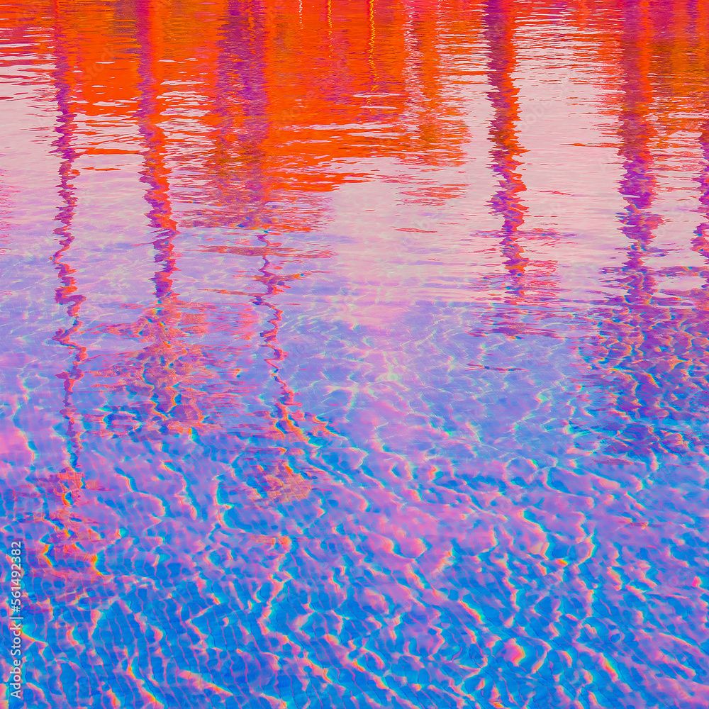 1000x1000 Minimalist wallpaper Blue pink vaporwave swimming pool relax water. Vacation dreams time concept