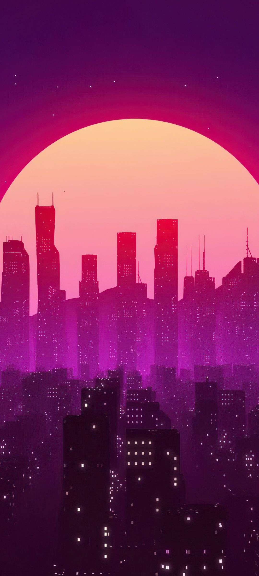 1080x2400 City Lights Sunrise Vaporwave Google Pixel 7 , HD 4k Wallpaper , Image, Background, Photos and Picture