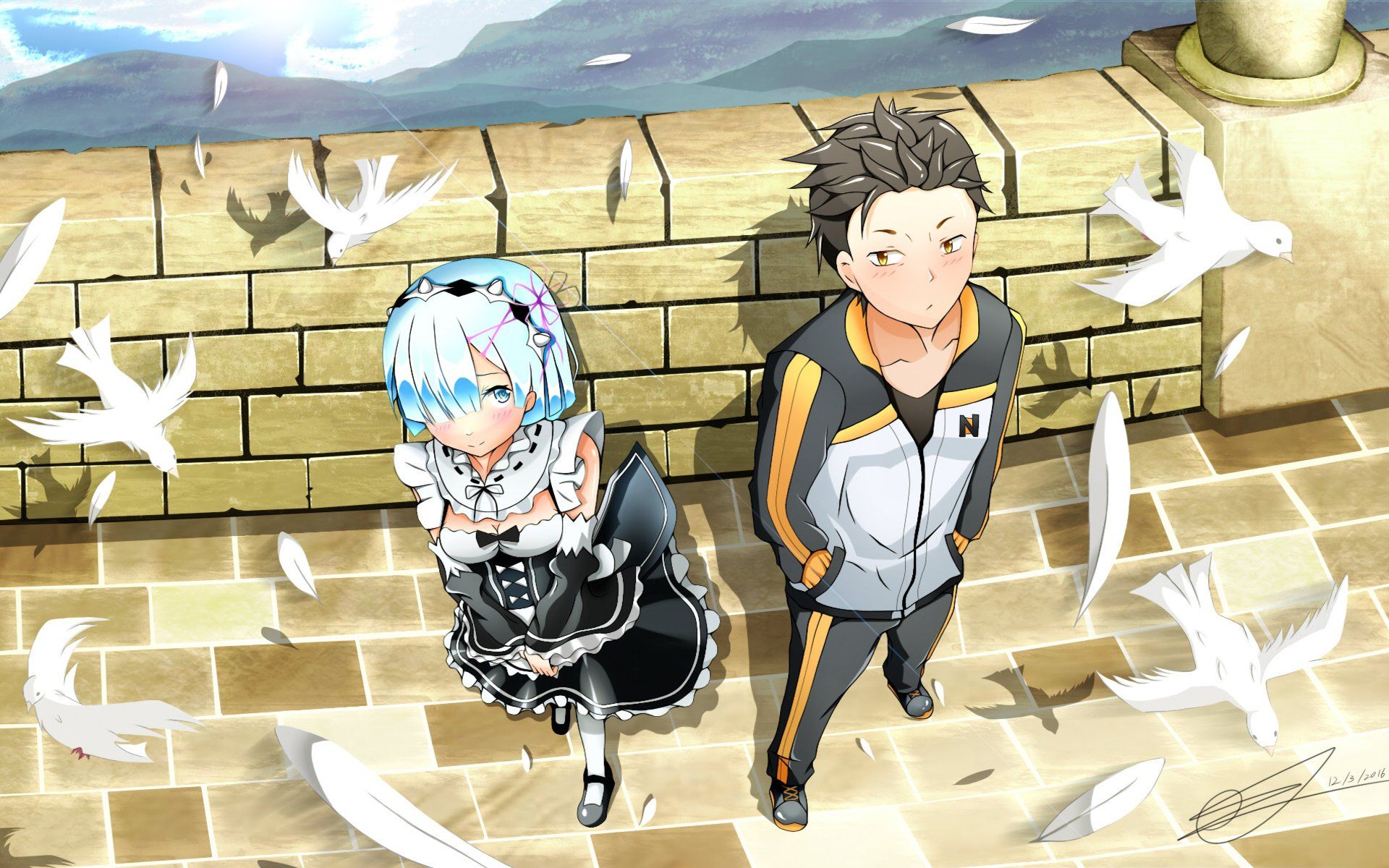 1920x1200 Re:Zero HD Wallpaper Natsuki & Rem in Anime Bliss by Alex.Zx1200