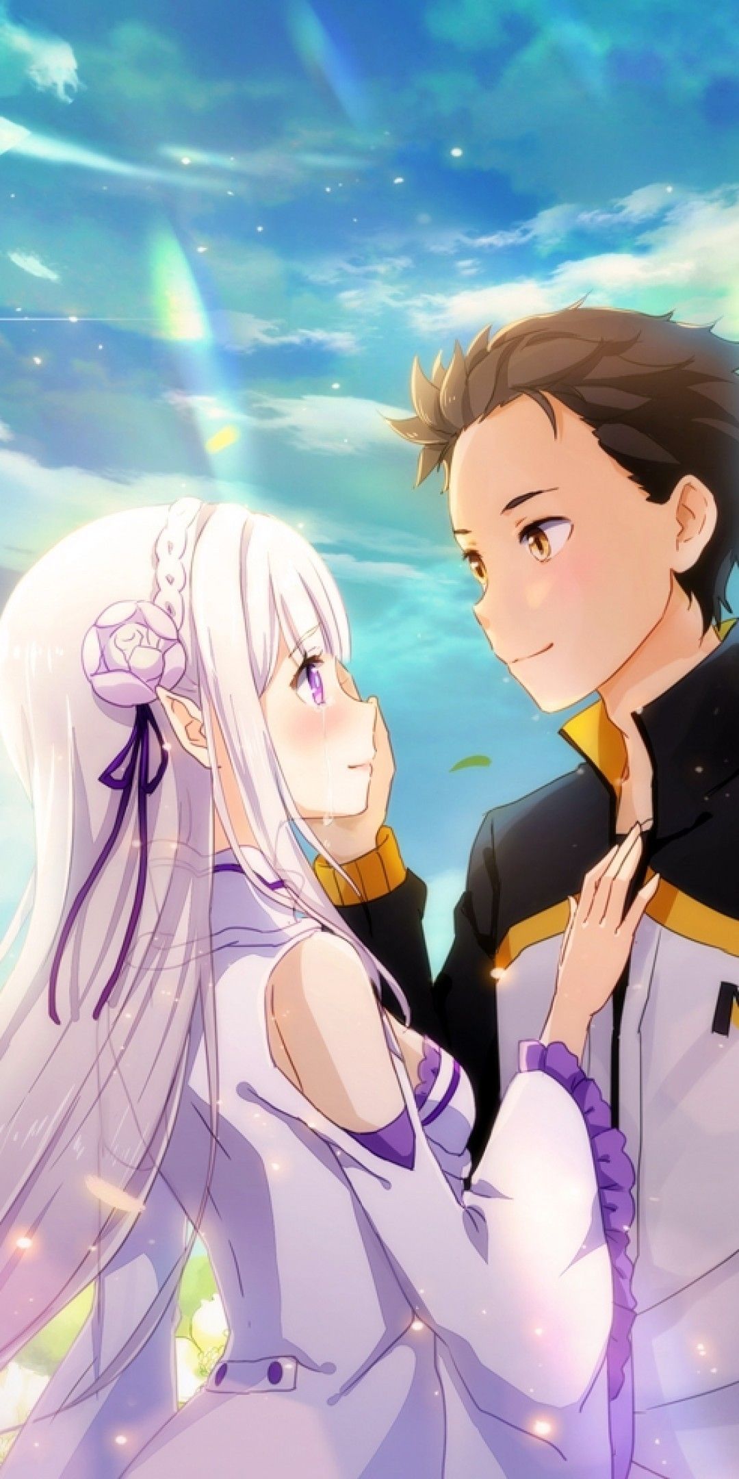 1080x2160 Subaru And Emilia Wallpaper