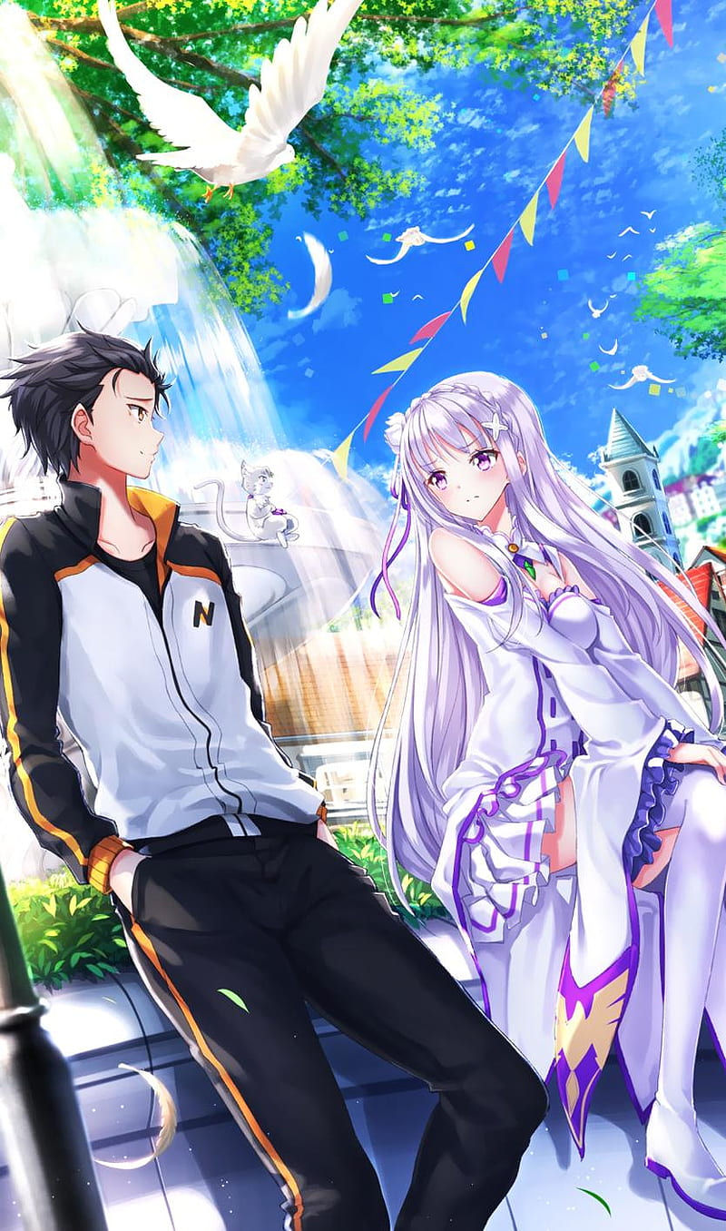 800x1356 Re Zero, emilia, subaru, HD phone wallpaper