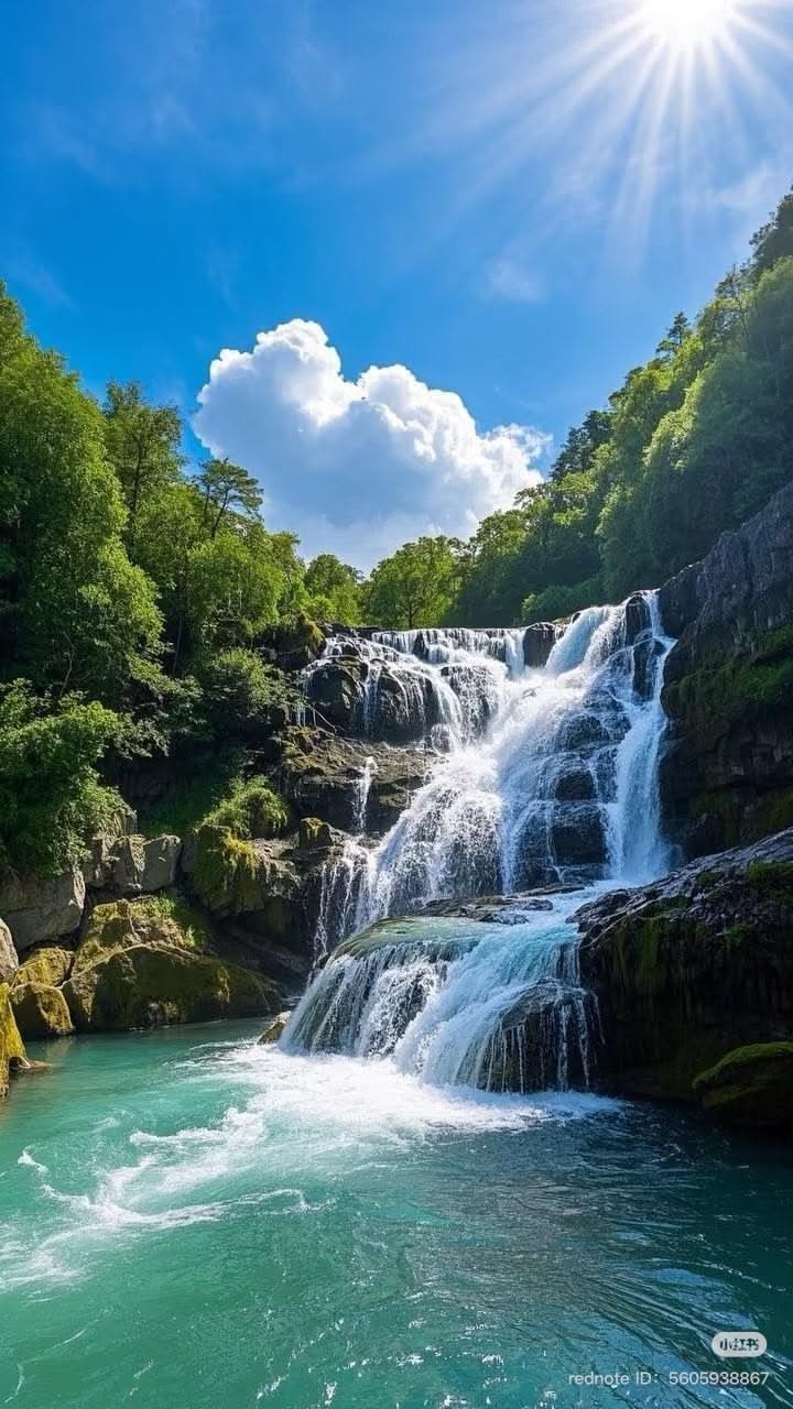 720x1280 Dsc Wx350 Sample Image Dsc Wx350 Camera Compact Sony The Sun Shines Brightly Over A Waterfall