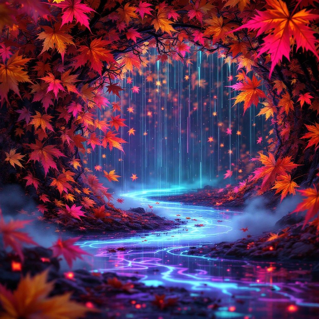 1024x1024 Free Cyber Autumn Falls Image, Autumn, Maple
