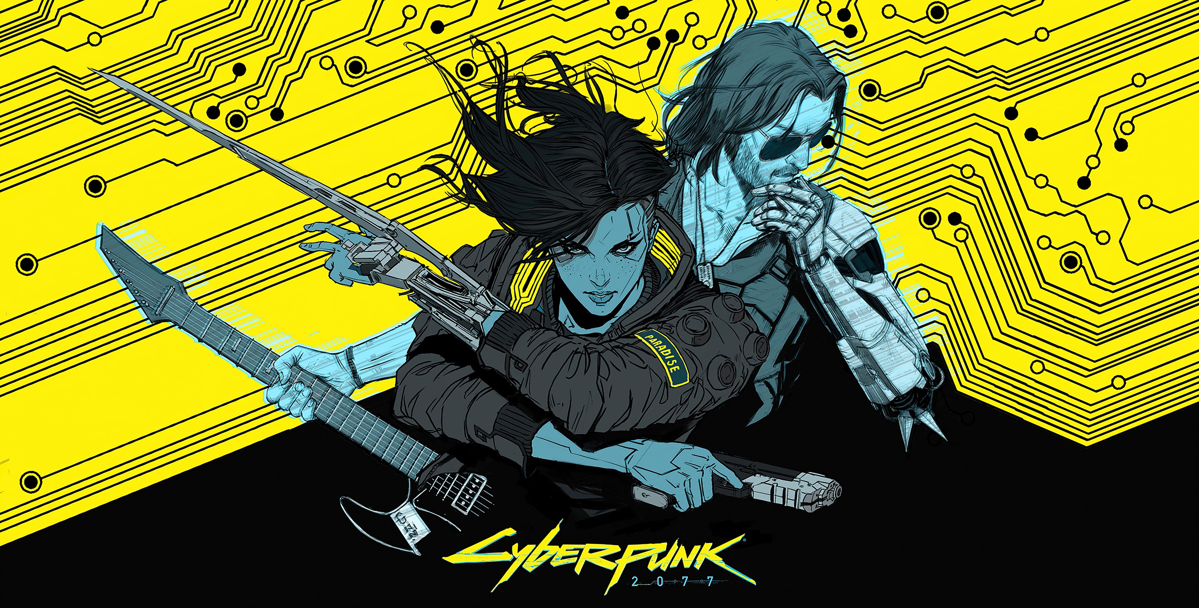 3840x1948 Cyberpunk 2077 Yellow Art 4k Wallpaper, HD Games Wallpaper, 4k Wallpaper , Image, Background, Photos and Picture