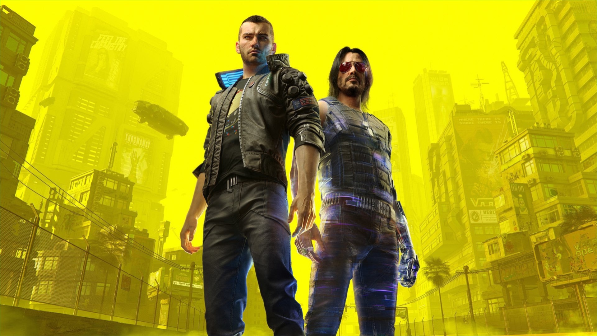 1920x1080 Wallpaper yellow, Cyberpunk Silverhand for mobile and desktop, section игры, resolution 1920x1080