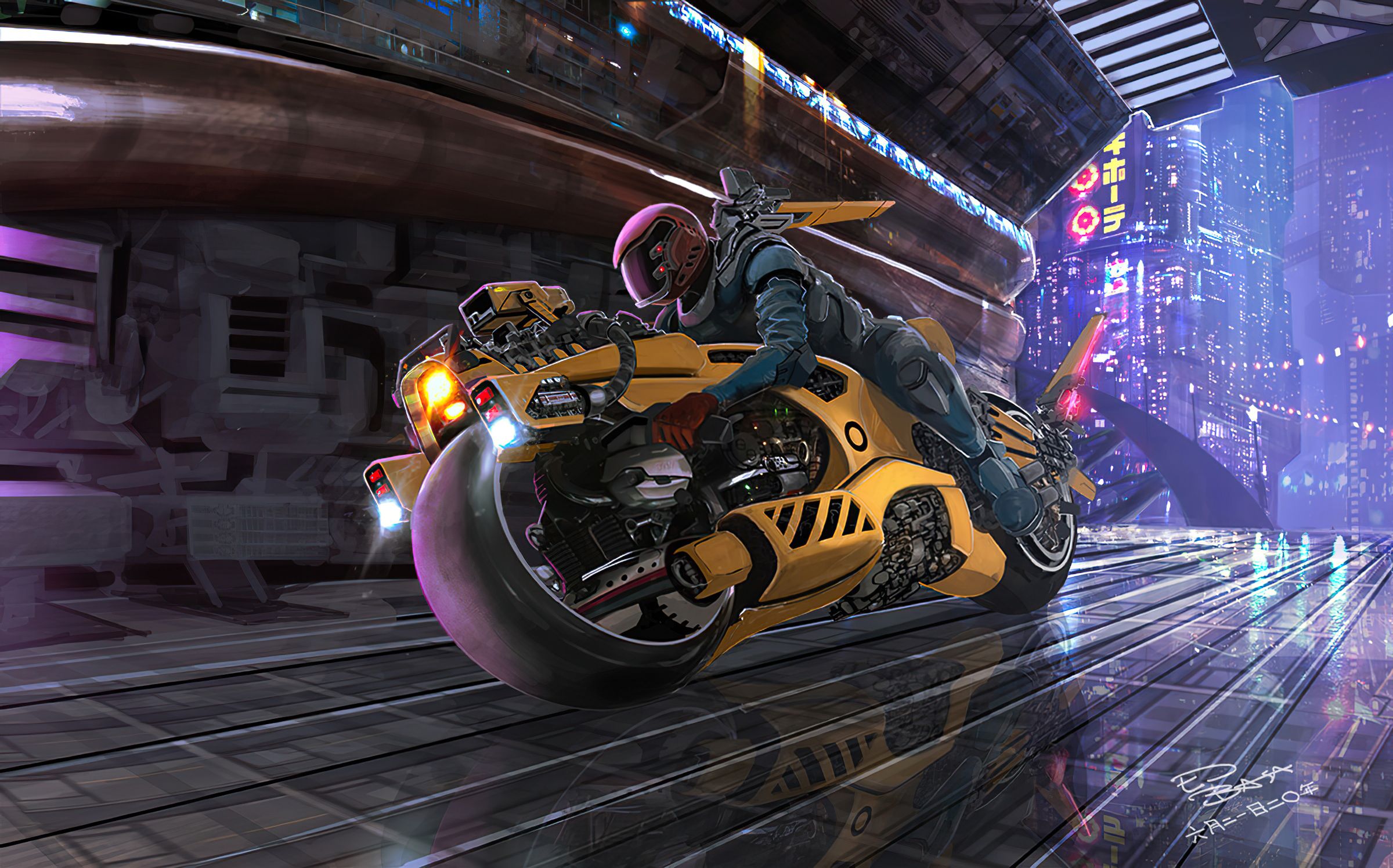 2400x1496 Yellow Cyberpunk Artwork Wallpaper, HD Artist Wallpaper, 4k Wallpaper , Image, Background, Photos and Picture