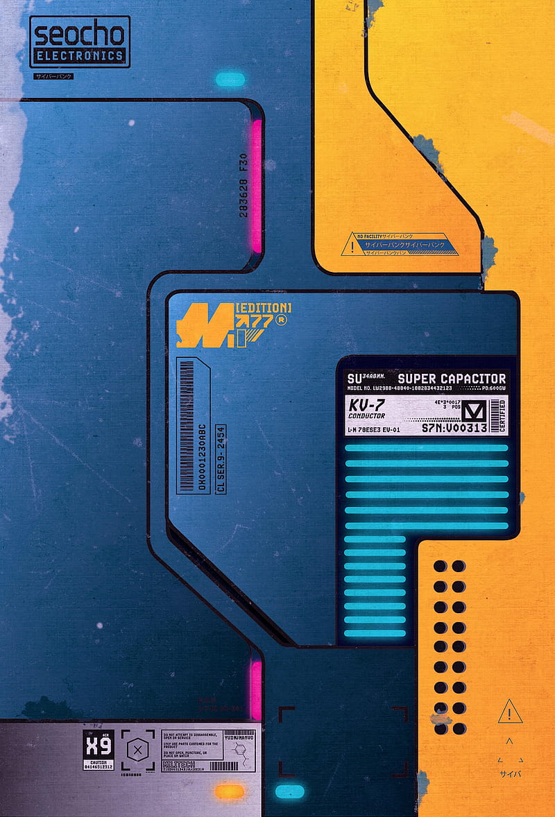 800x1178 Cyberpunk xx blue, cyberpunk, yellow, HD phone wallpaper