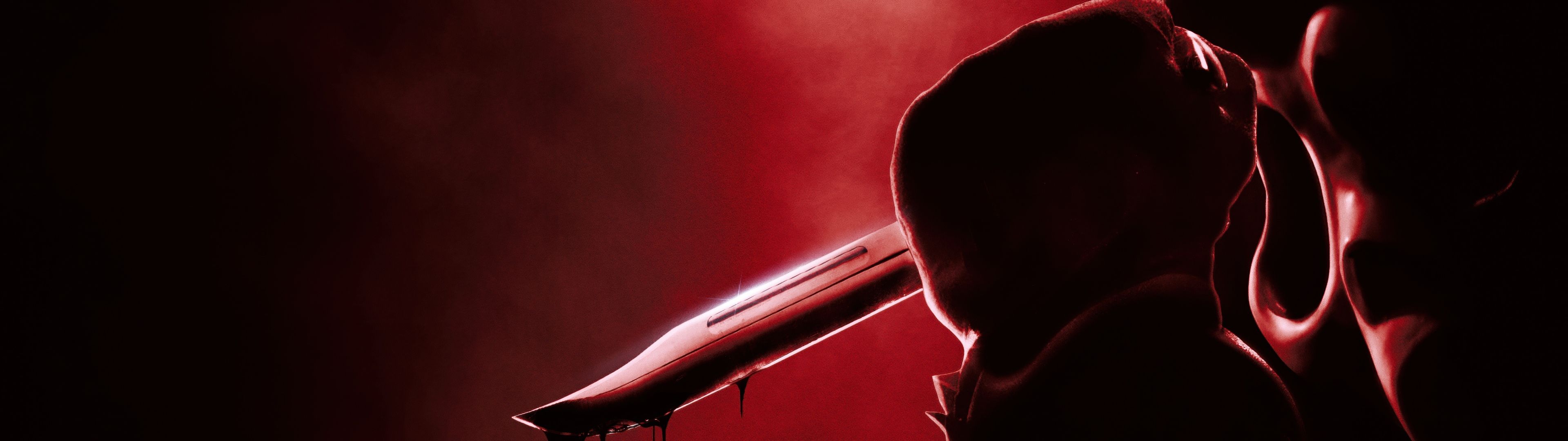 3840x1080 Horror Wallpaper 4K, Ghostface, Scream Bloody knife