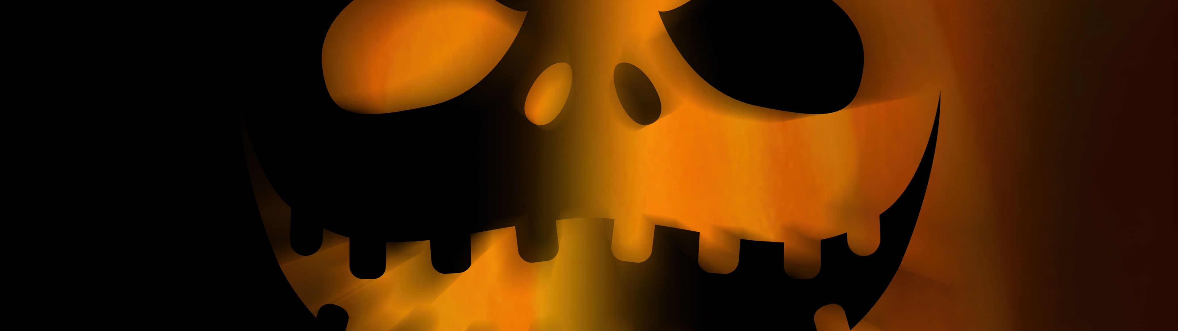 3840x1080 Scary Wallpaper 4K, Evil Laugh, Jack O' Lantern