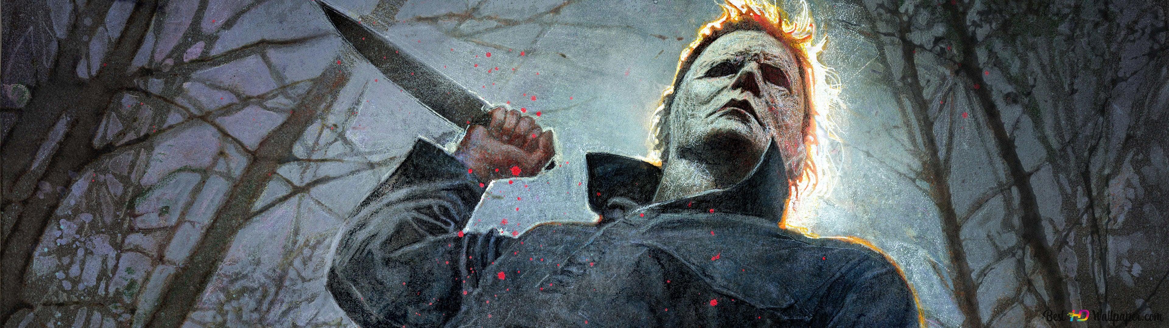 3840x1080 Scary Haloween 4K wallpaper download