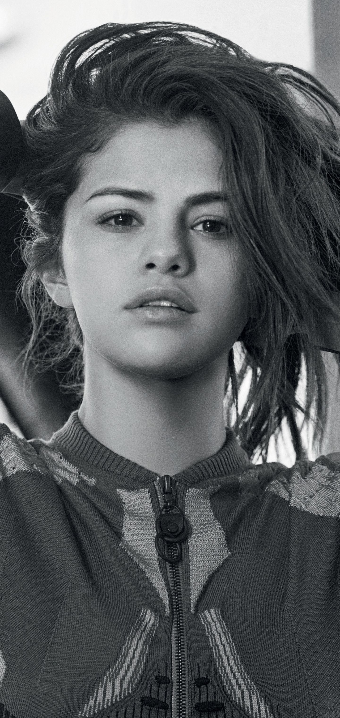 1440x3040 Phone wallpaper: Music, Selena Gomez, Singer, Black & White, Actress, Monochrome 1350044