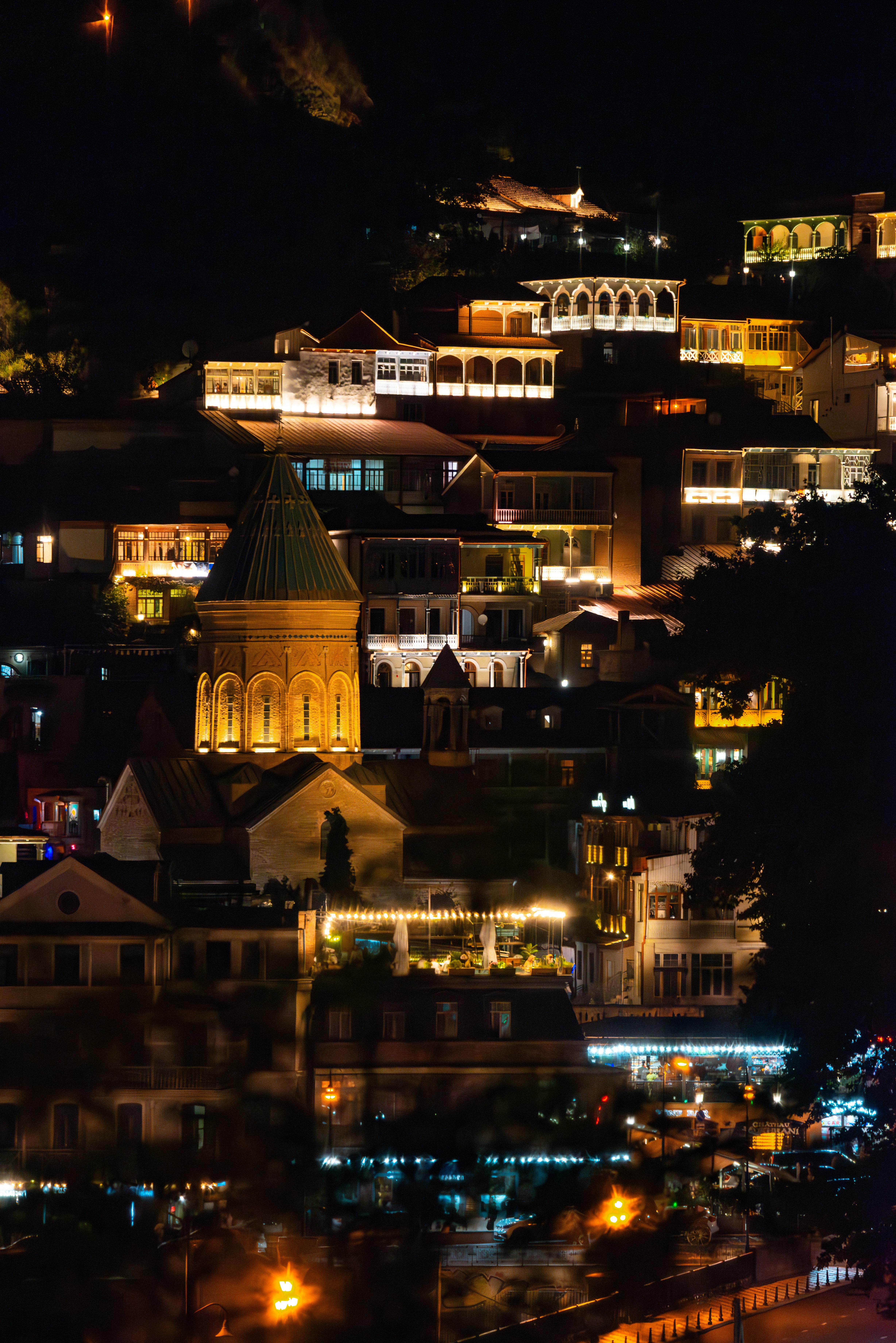 4912x7360 Illuminated Nightscape of Tbilisi, Georgia · Free
