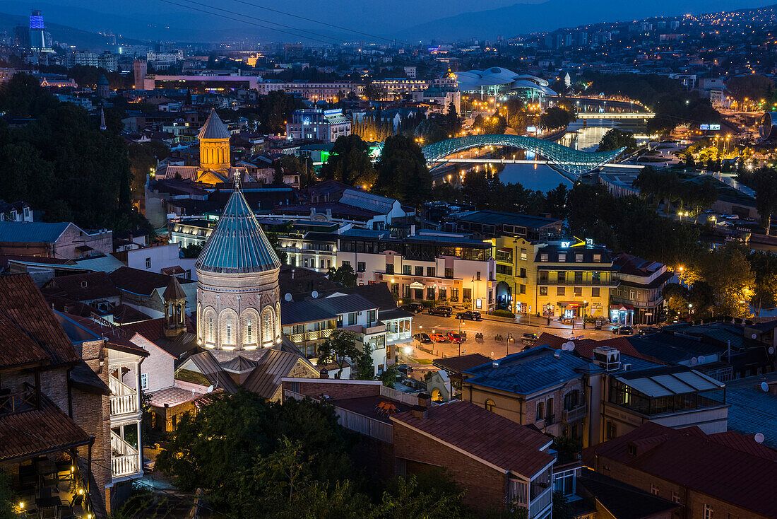 1100x734 Tbilisi at nighttime, the capital and